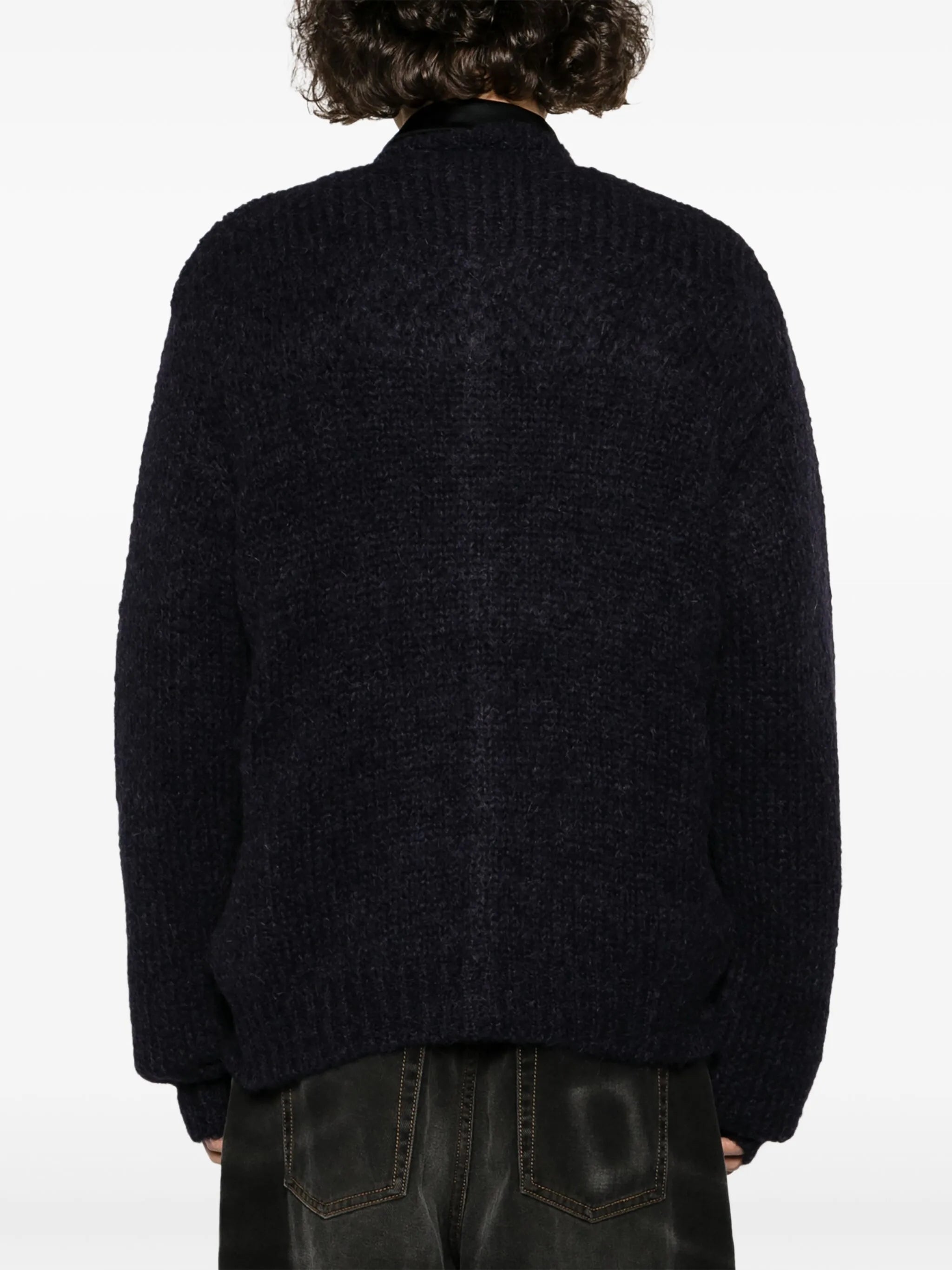 crew-neck button-up carrdigan