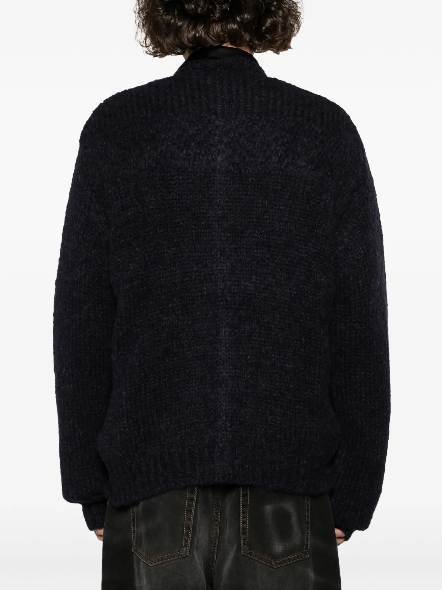 crew-neck button-up carrdigan