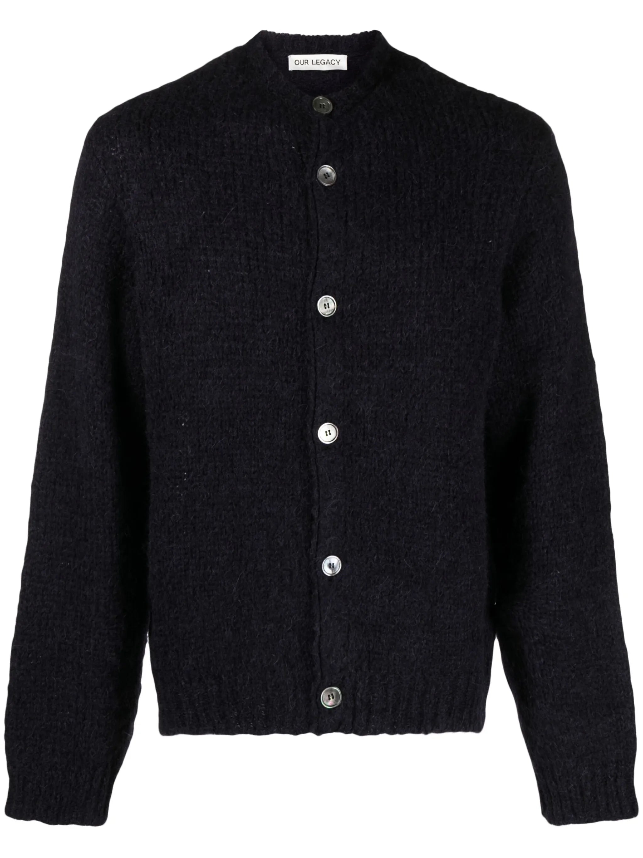crew-neck button-up carrdigan