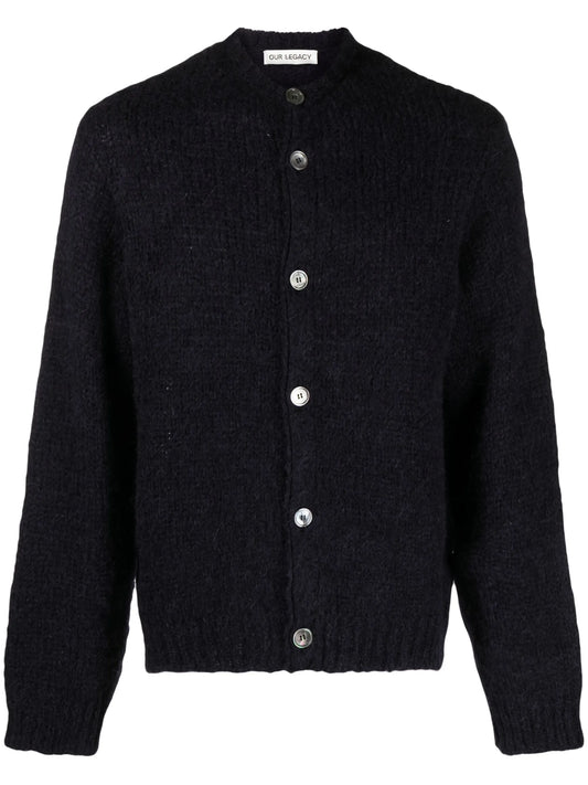 crew-neck button-up carrdigan