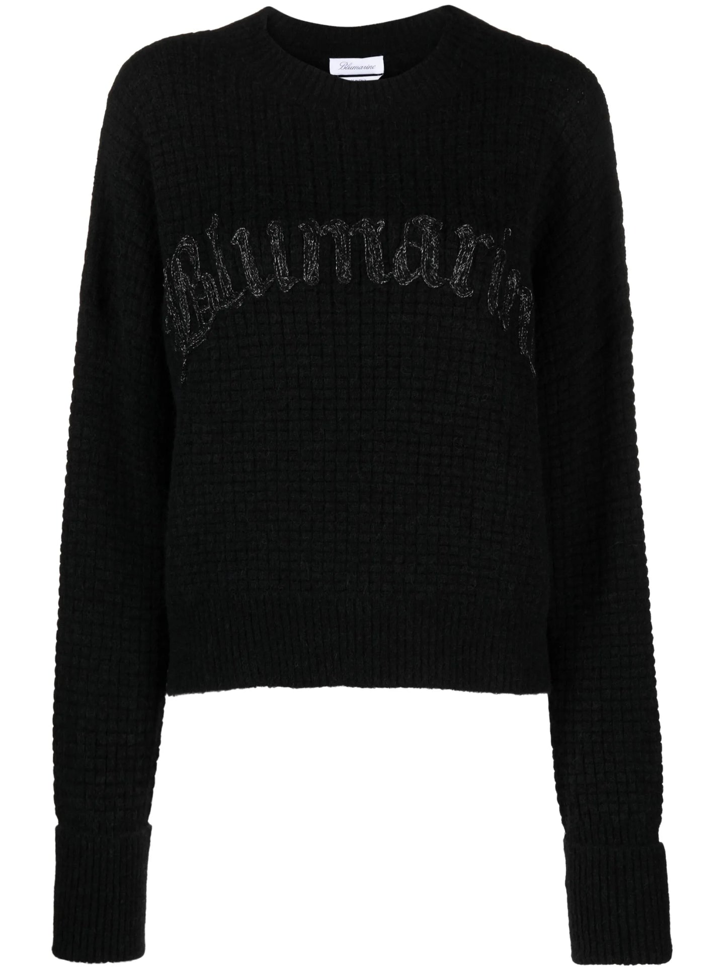 logo-embroidered chunky-knit jumper