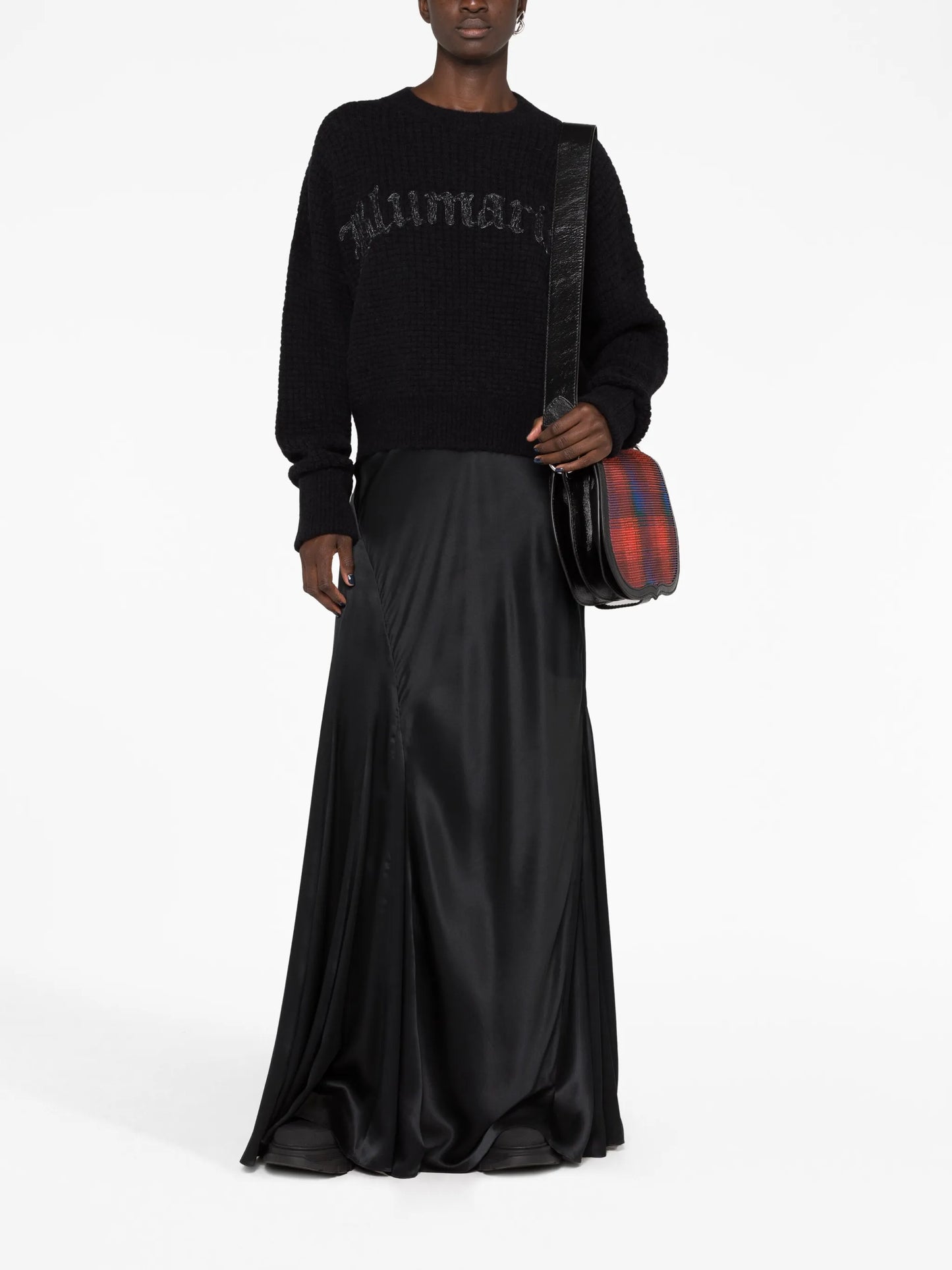 logo-embroidered chunky-knit jumper