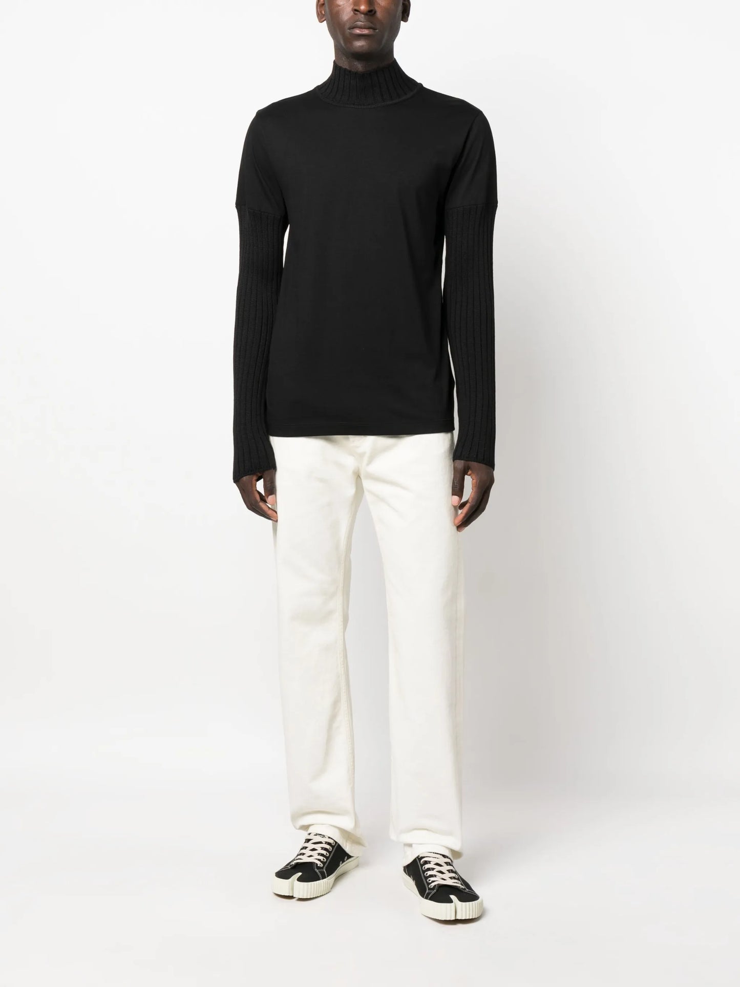 ribbed-detail high-neck sweatshirt