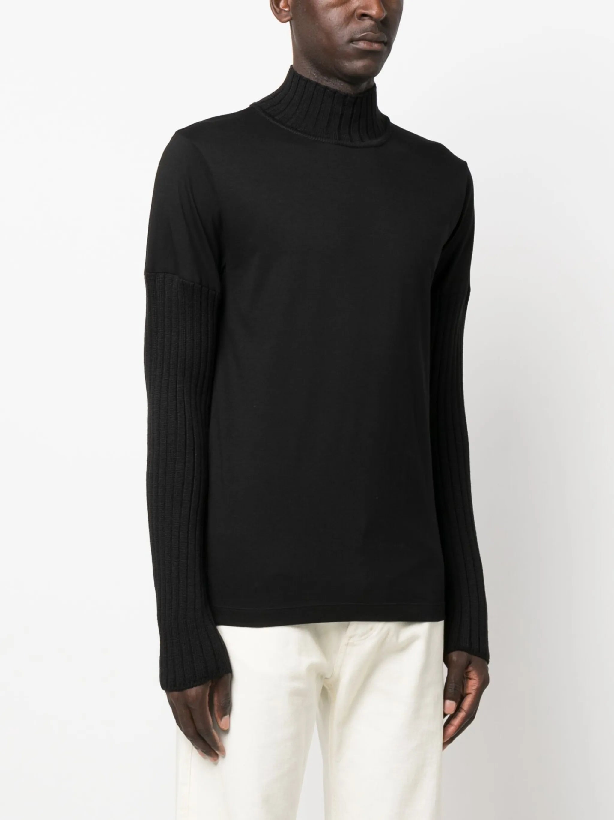 ribbed-detail high-neck sweatshirt