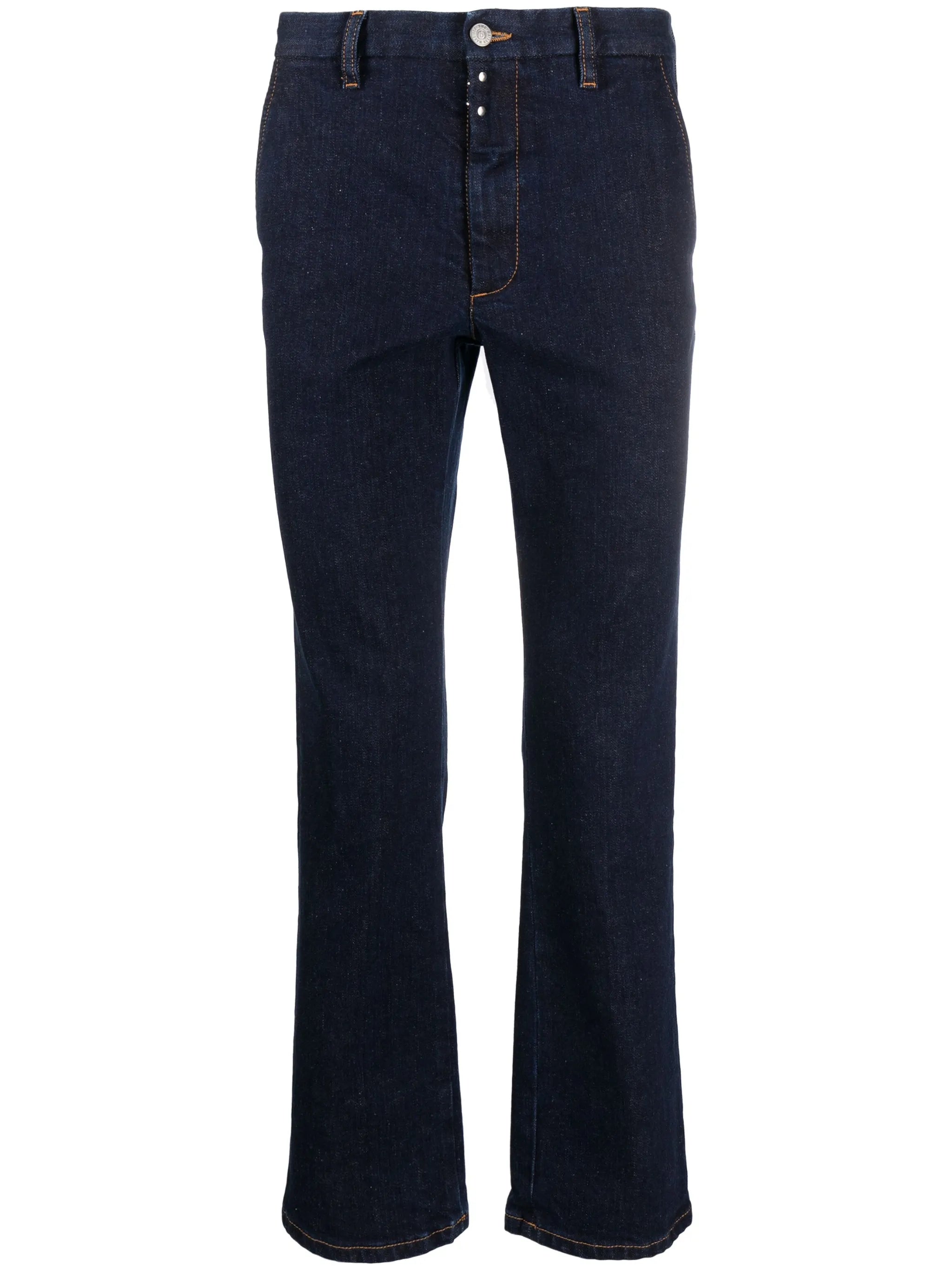 mid-rise straight-leg jeans