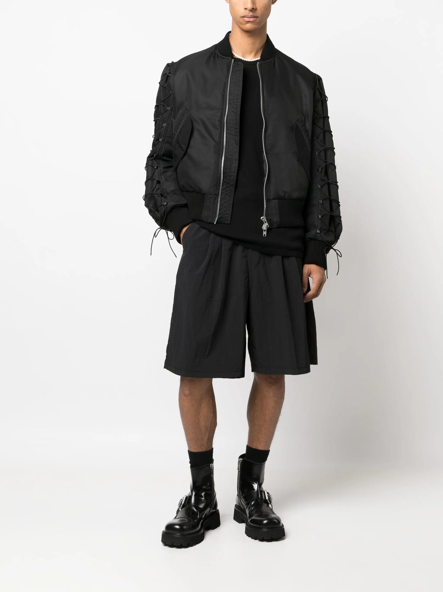 lace-up bomber jacket