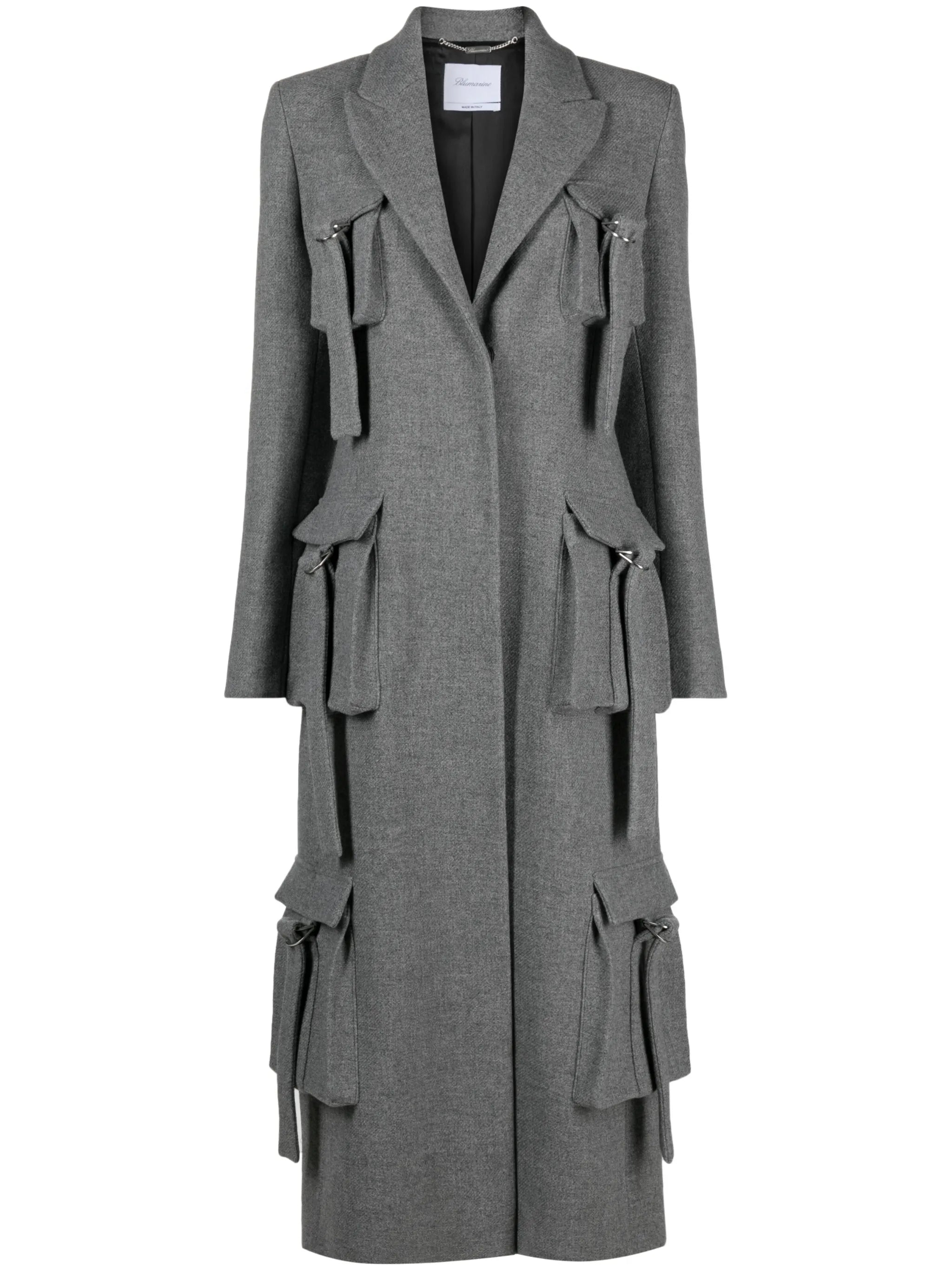 buckle-embellished wool-blend coat