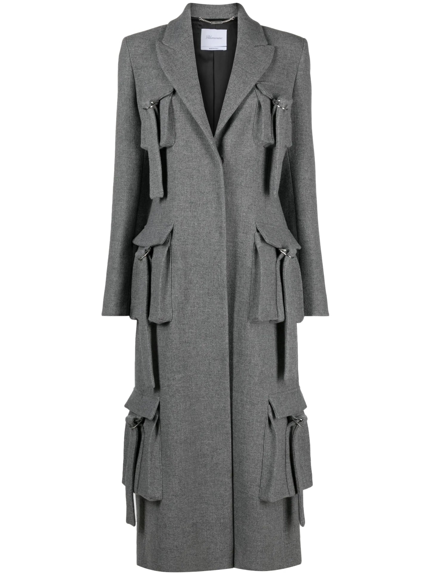 buckle-embellished wool-blend coat