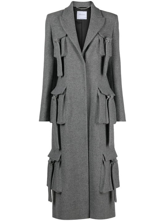 buckle-embellished wool-blend coat
