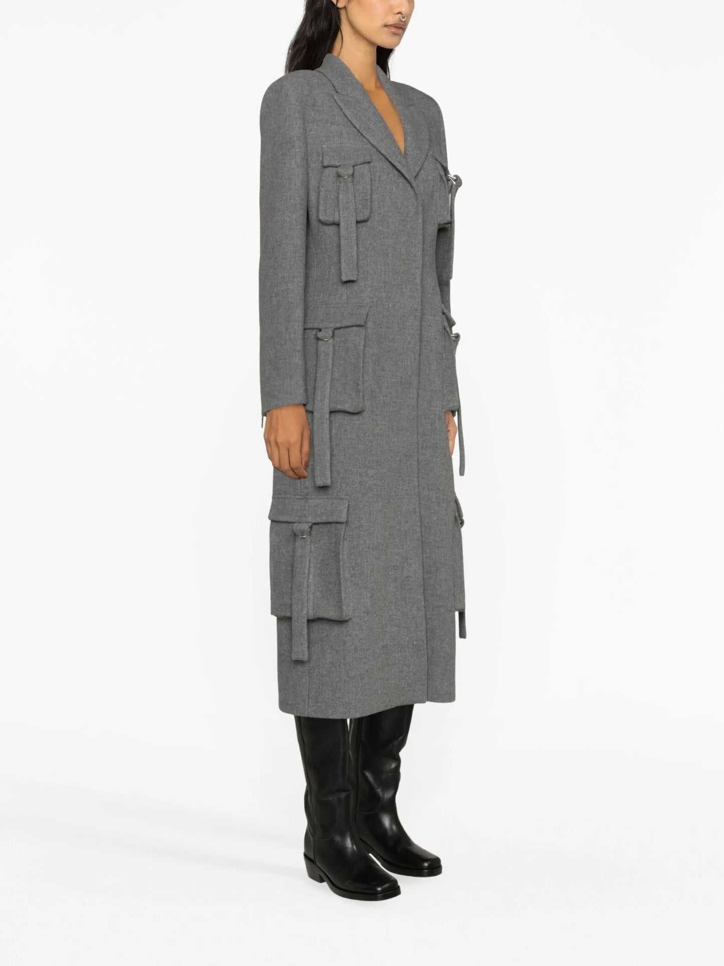 buckle-embellished wool-blend coat