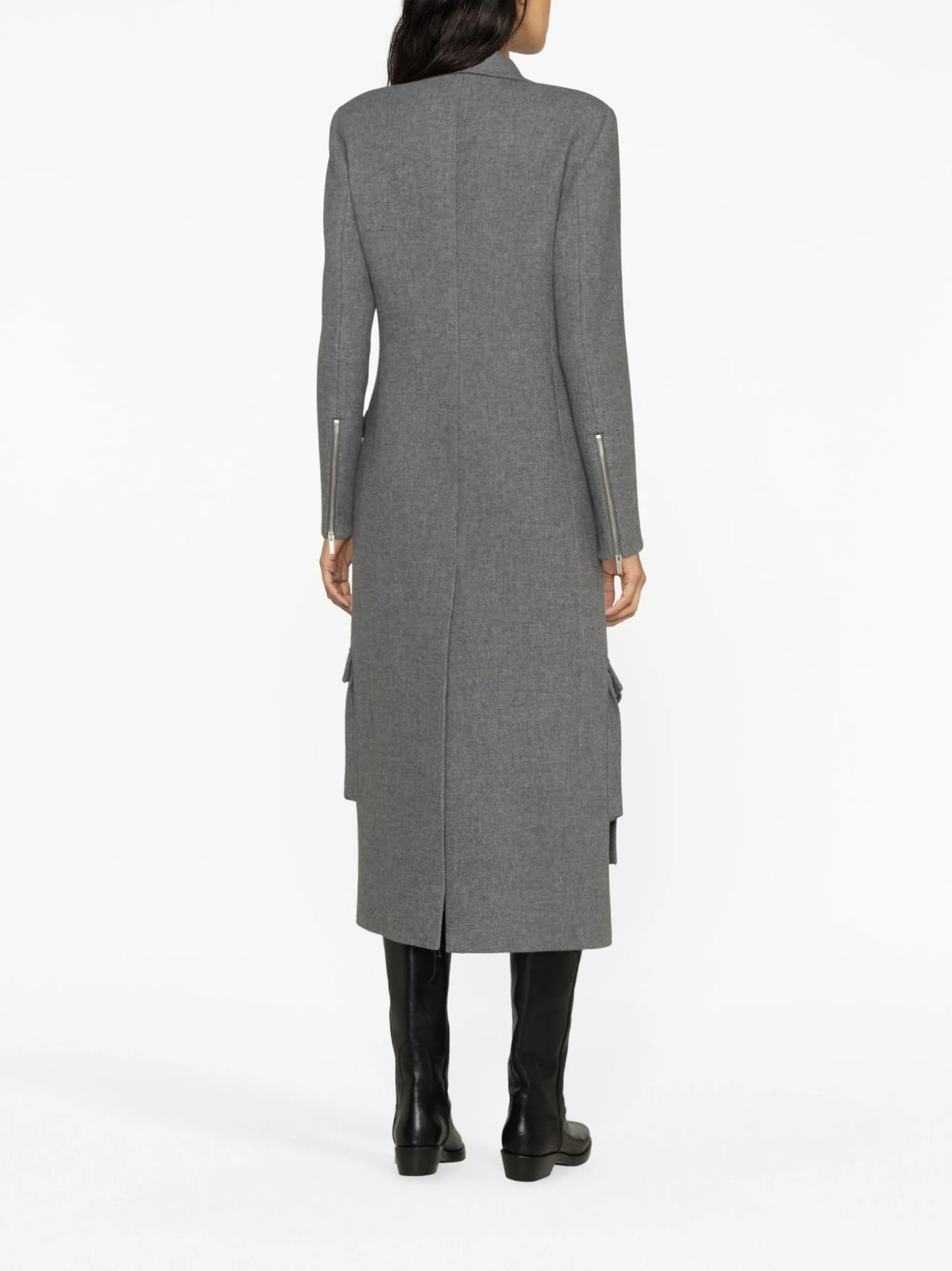 buckle-embellished wool-blend coat