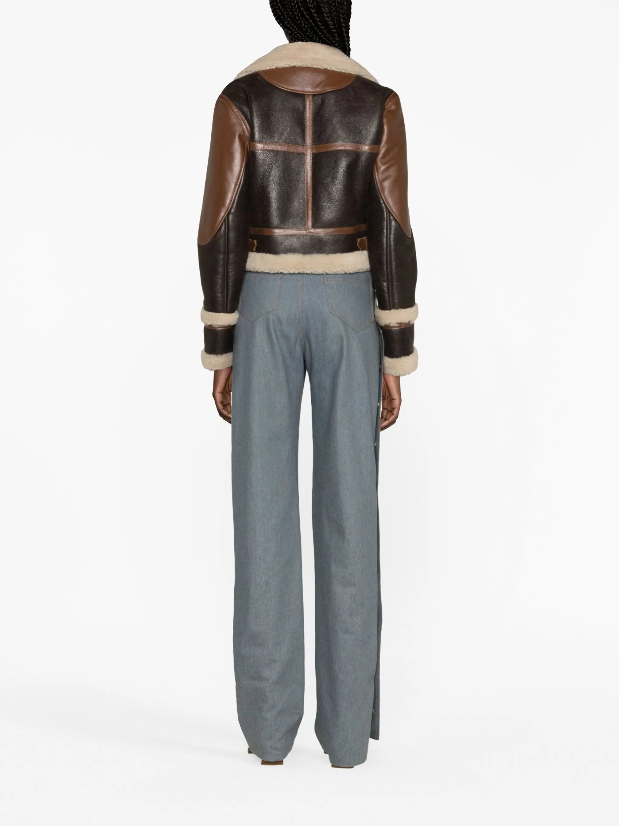 Giacca shearling-trim leather jacket
