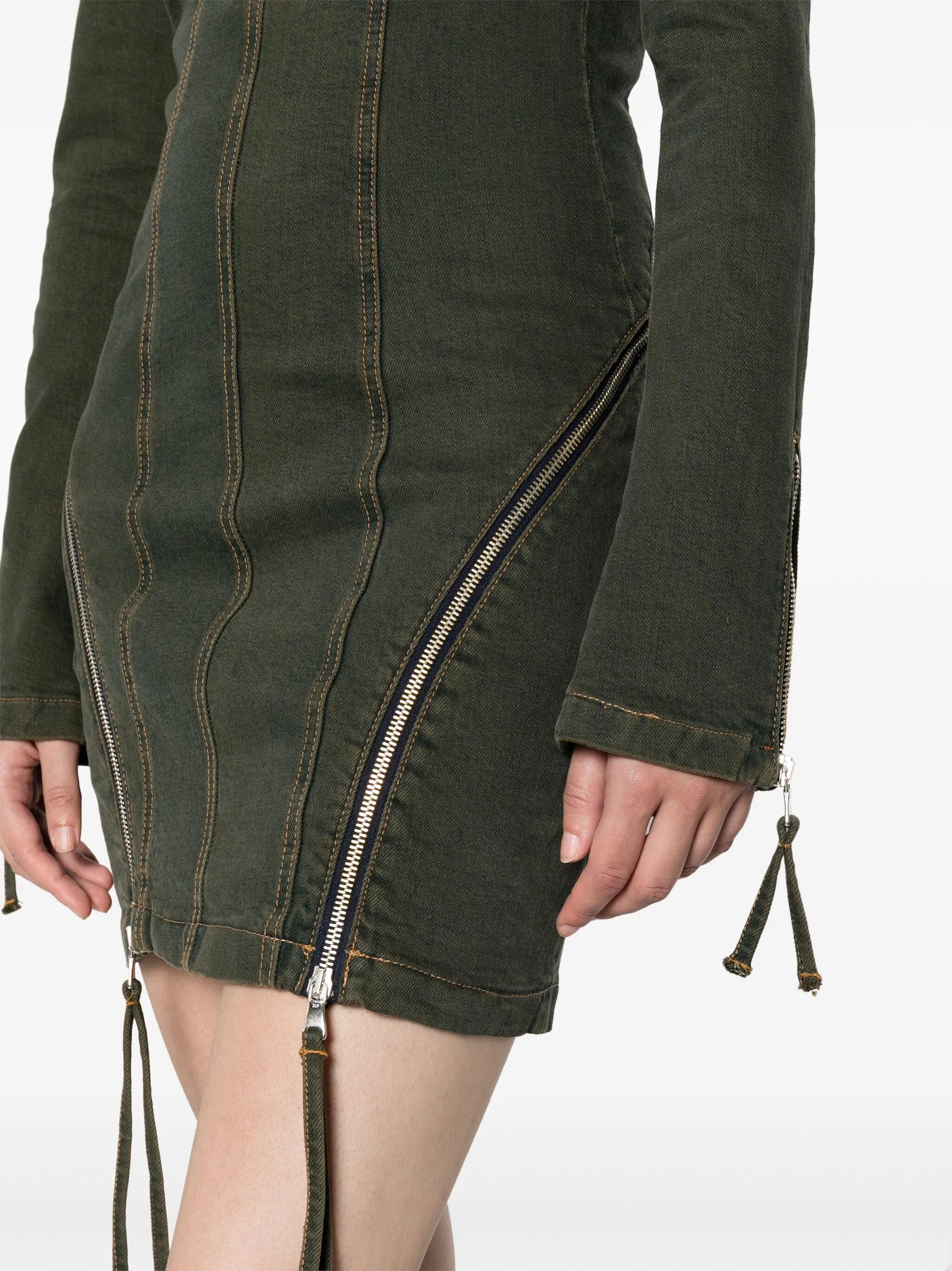 off-shoulder denim minidress