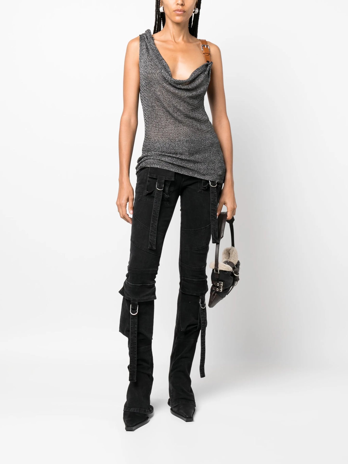 draped Lurex top