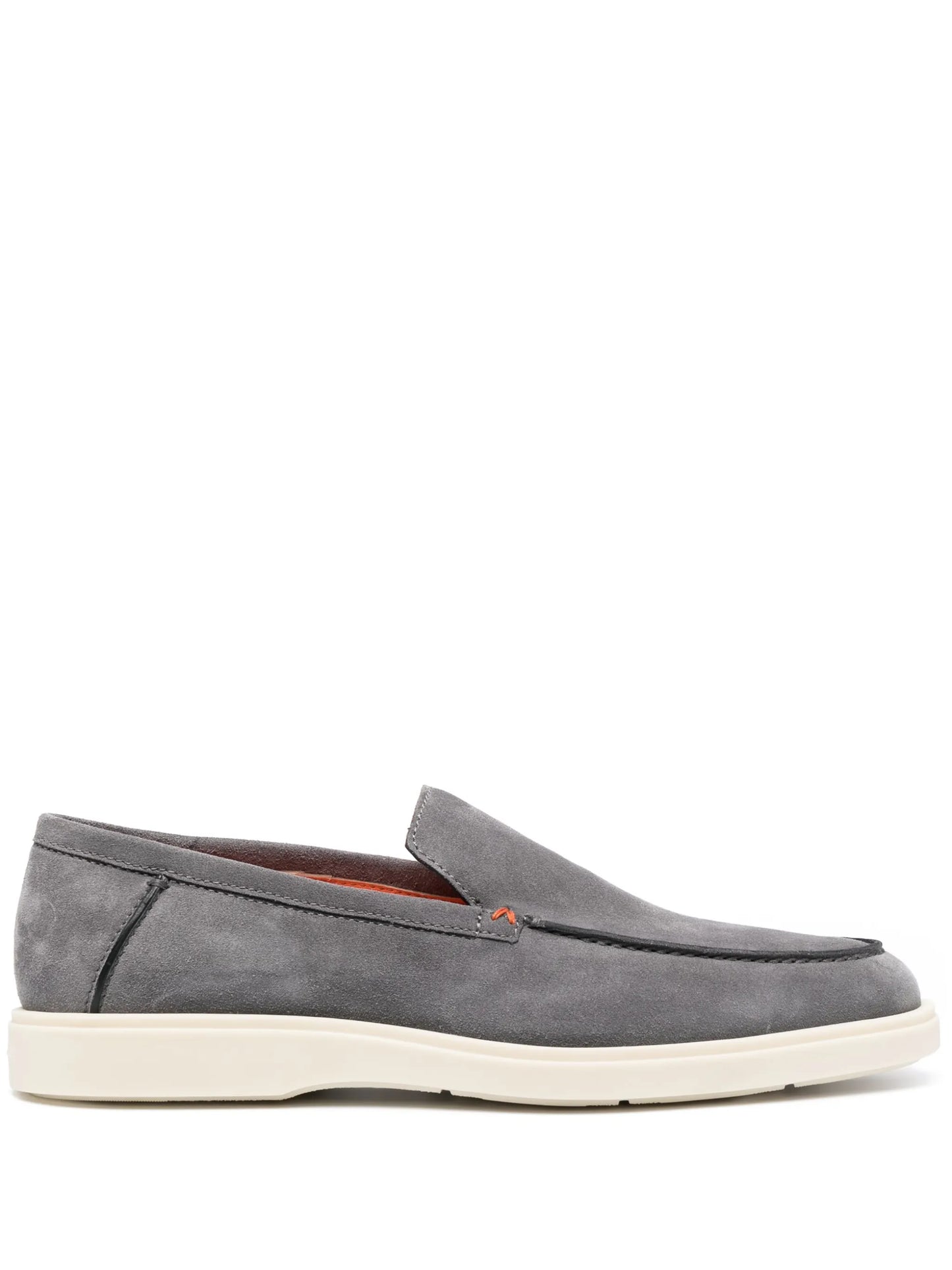 almond-toe suede loafers