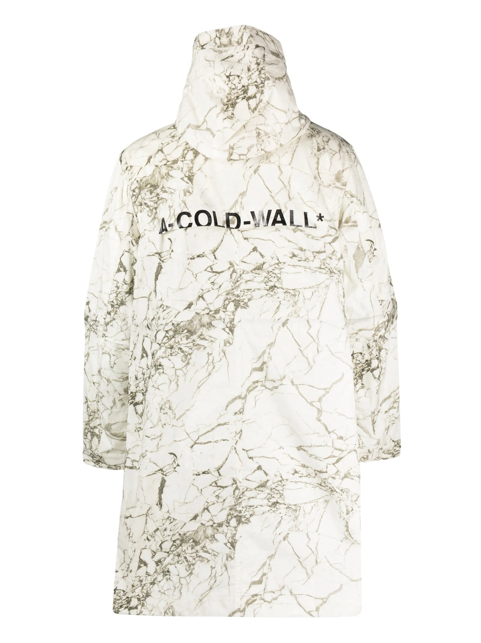 Overset marble-print parka coat
