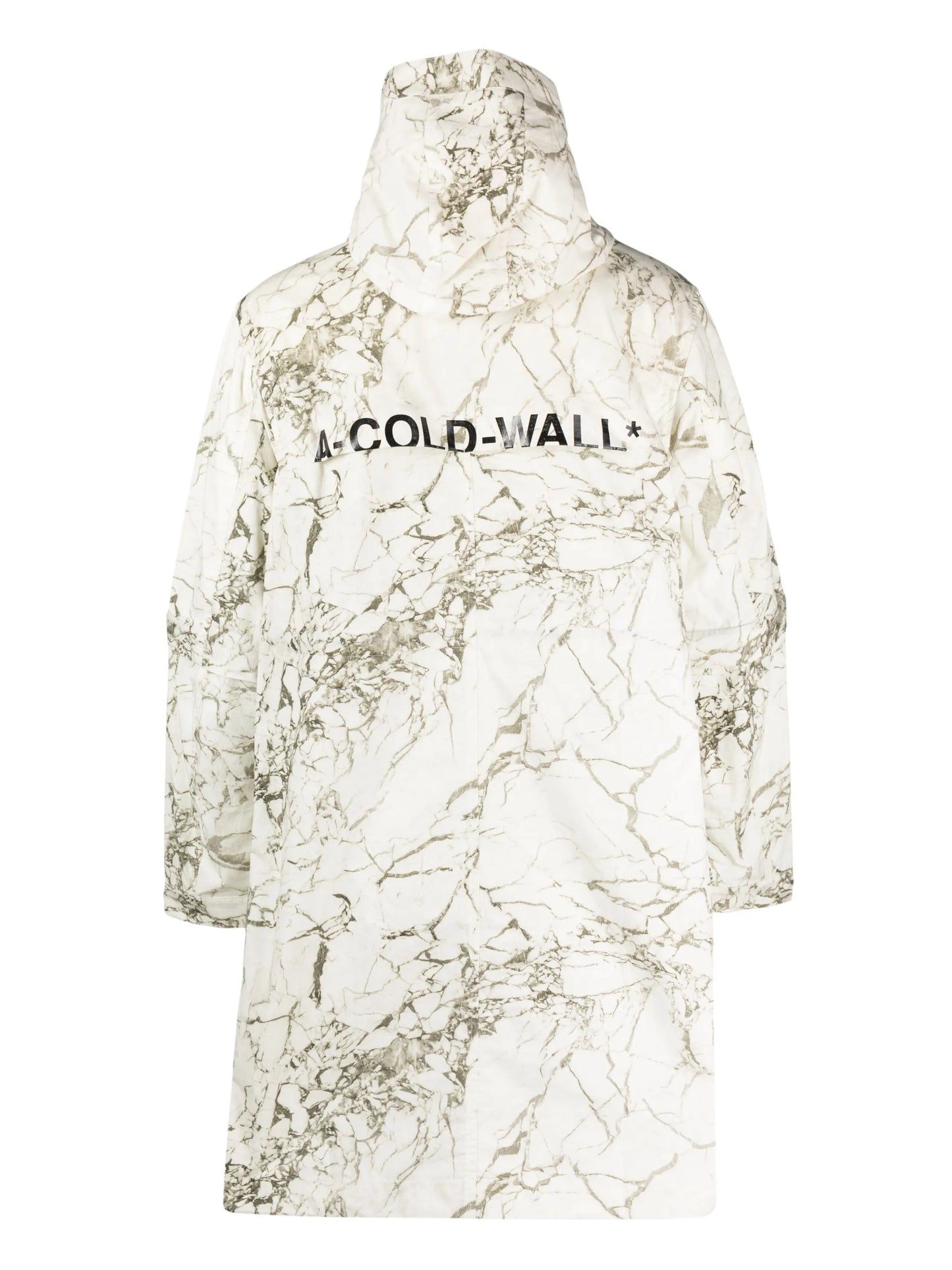 Overset marble-print parka coat