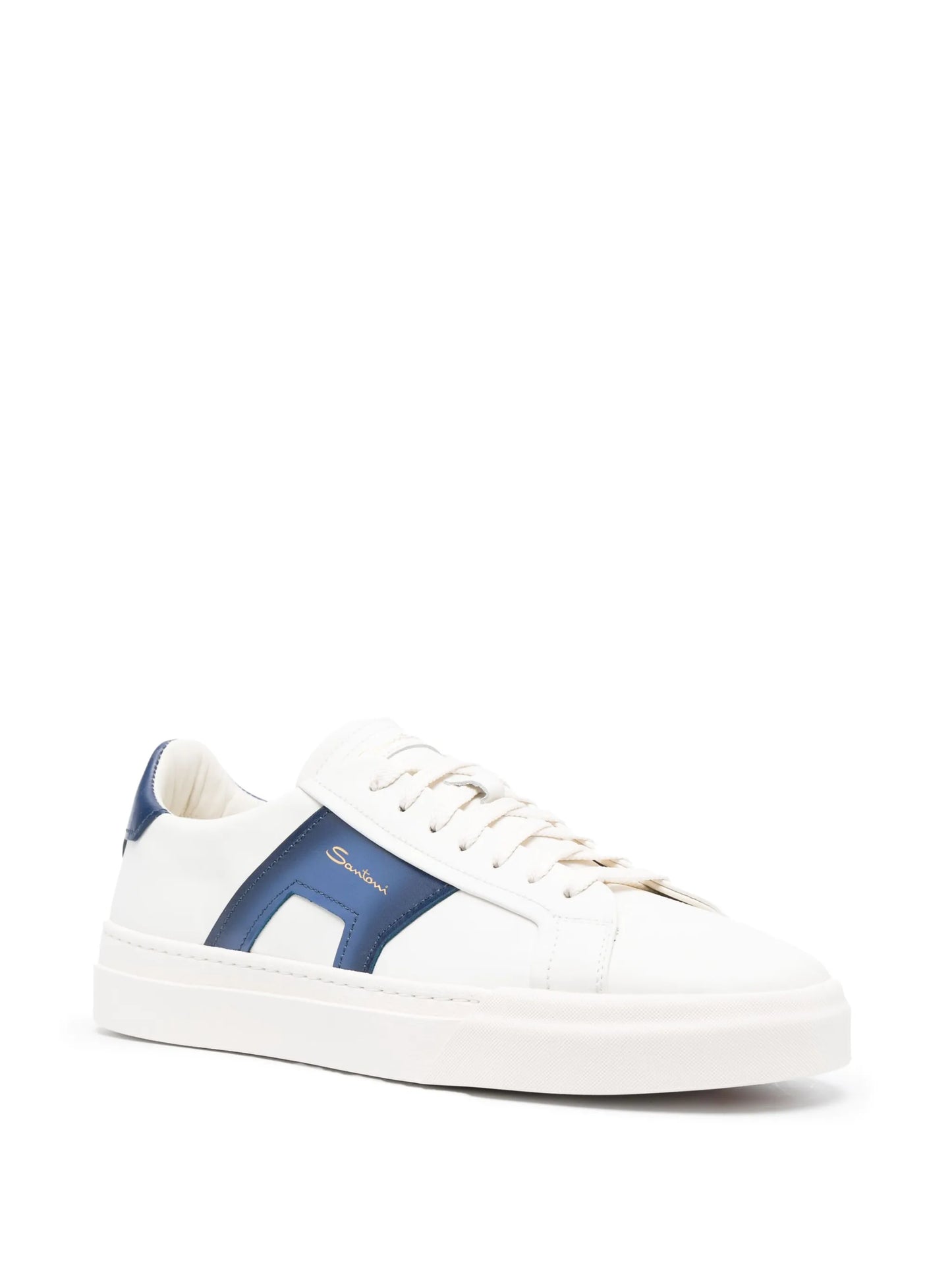 Double Buckle low-top leather sneakers