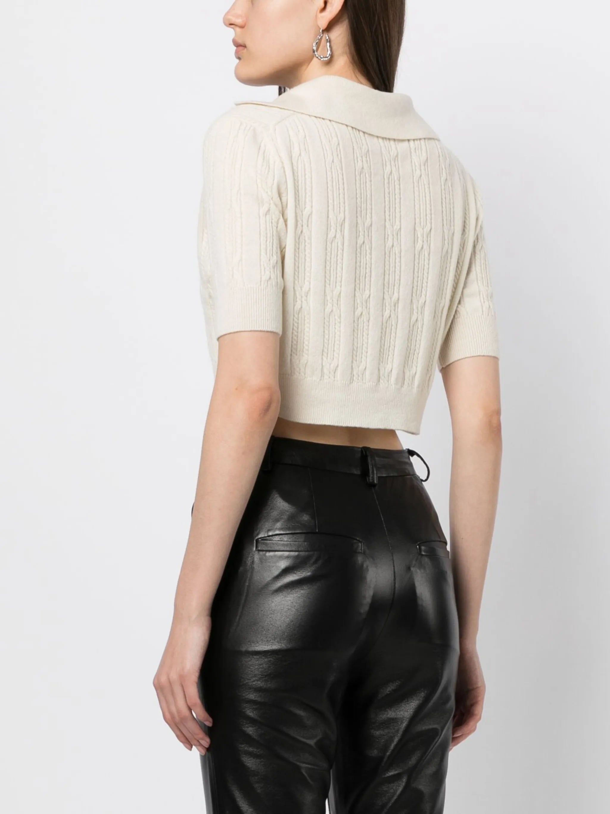 Lylith cable-knit polo shirt