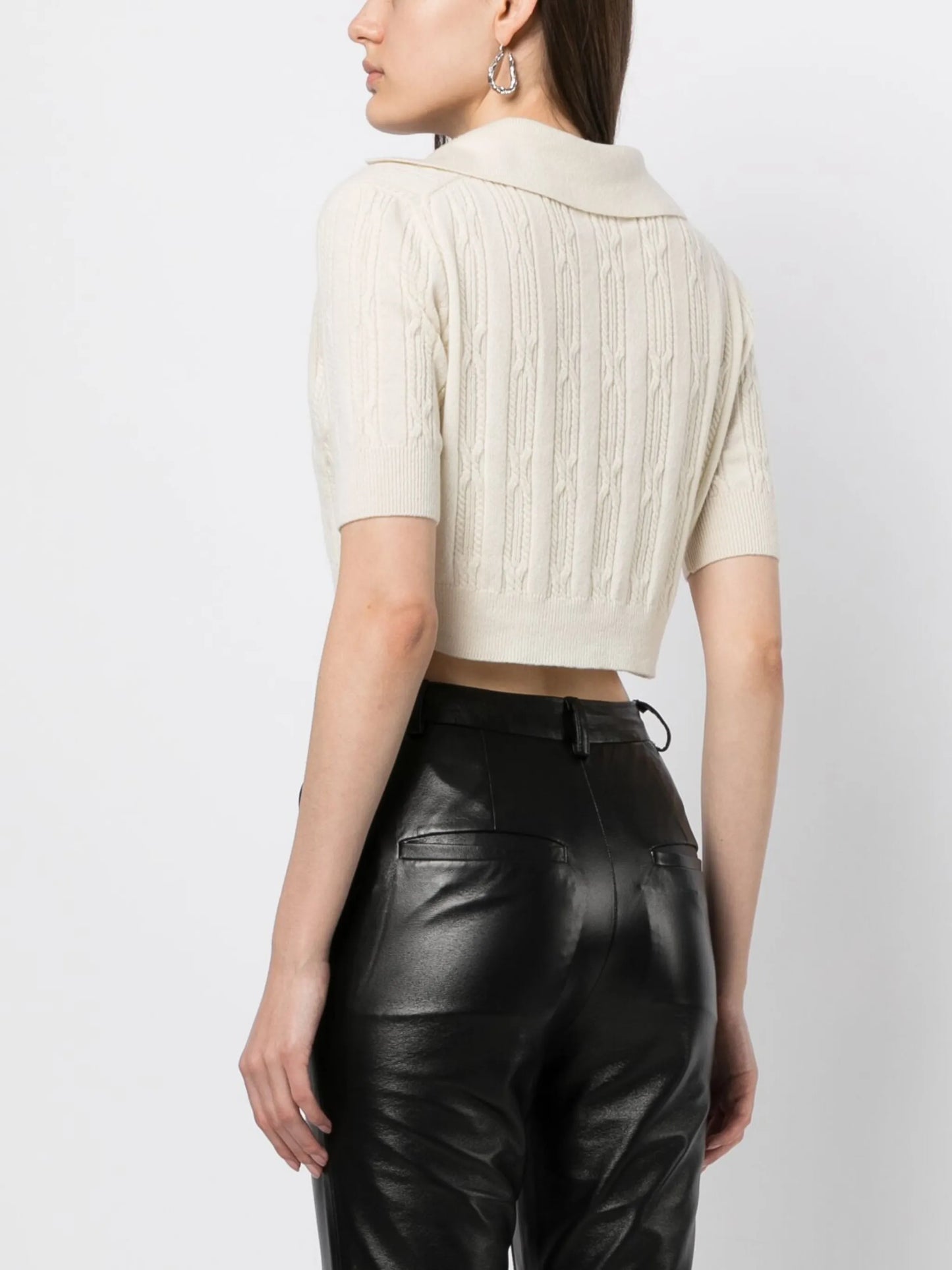 Lylith cable-knit polo shirt