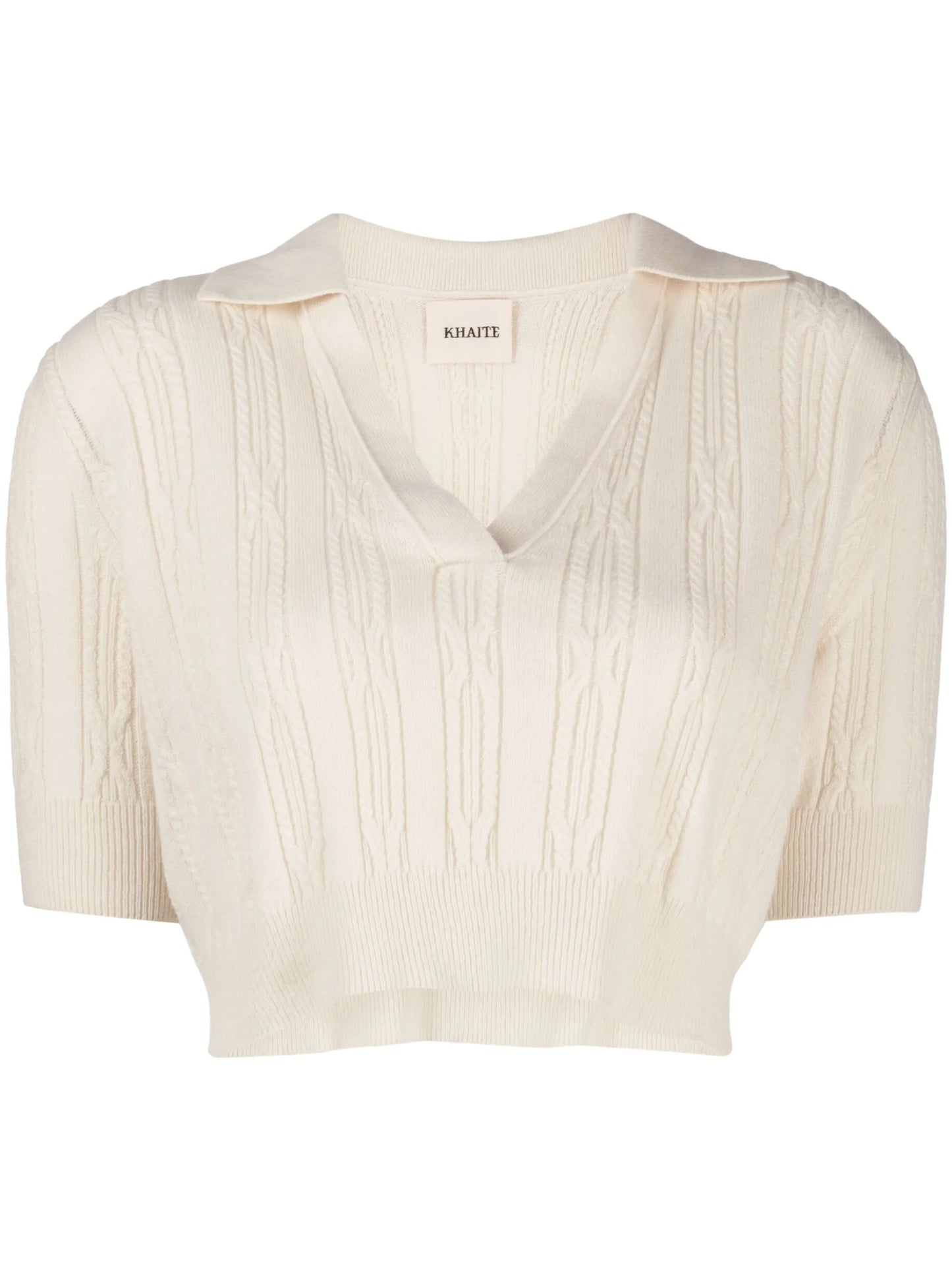 Lylith cable-knit polo shirt