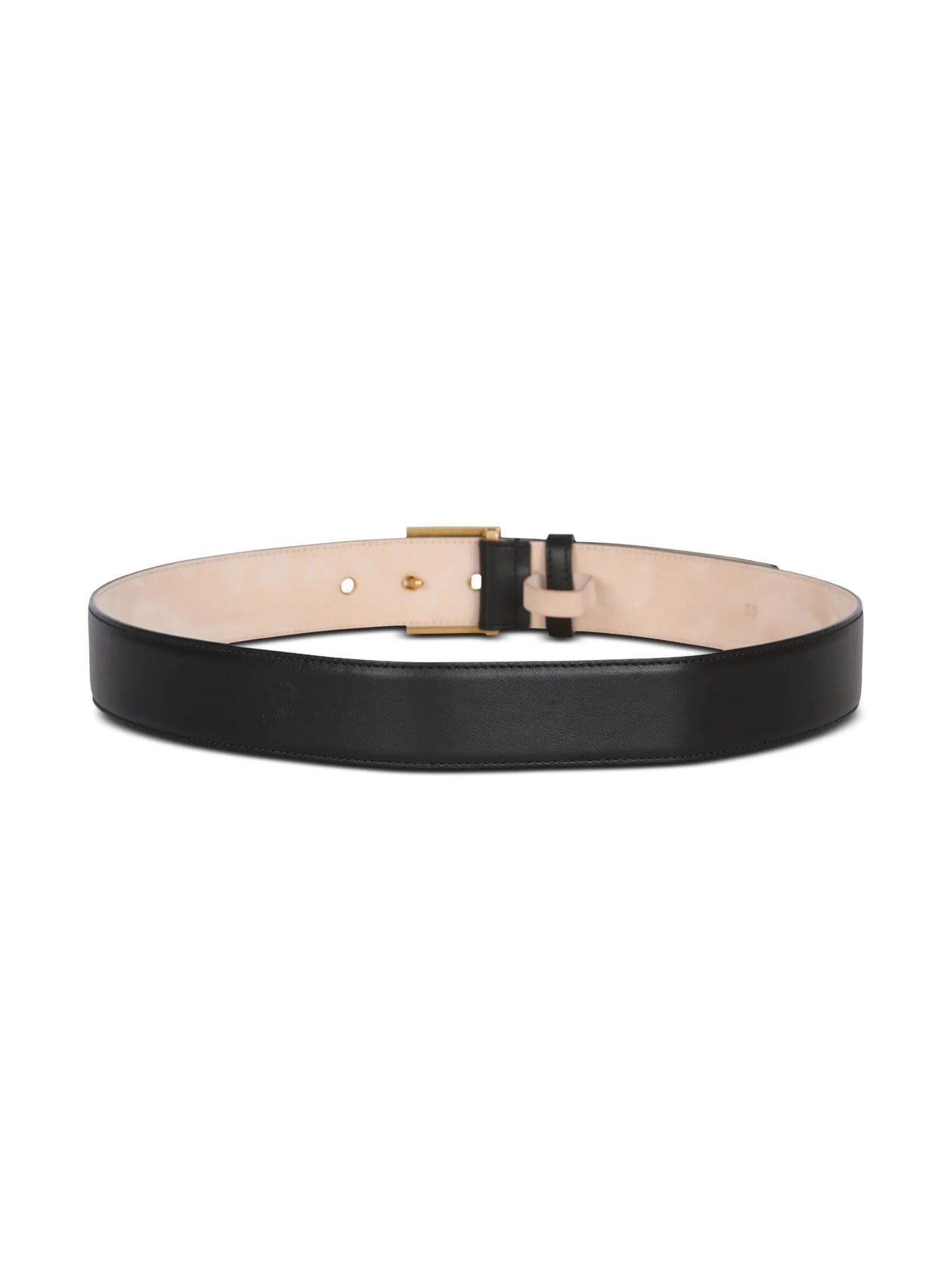 logo-plaque leather belt