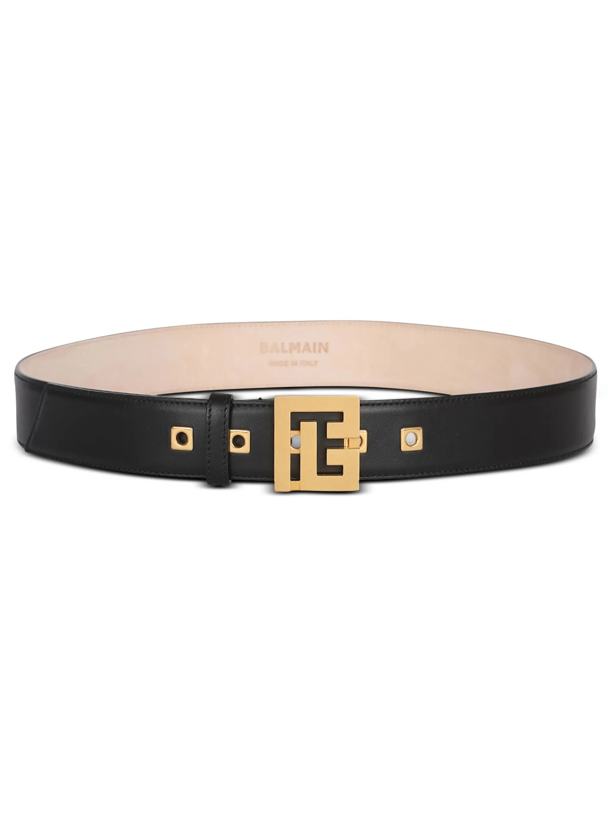 logo-plaque leather belt