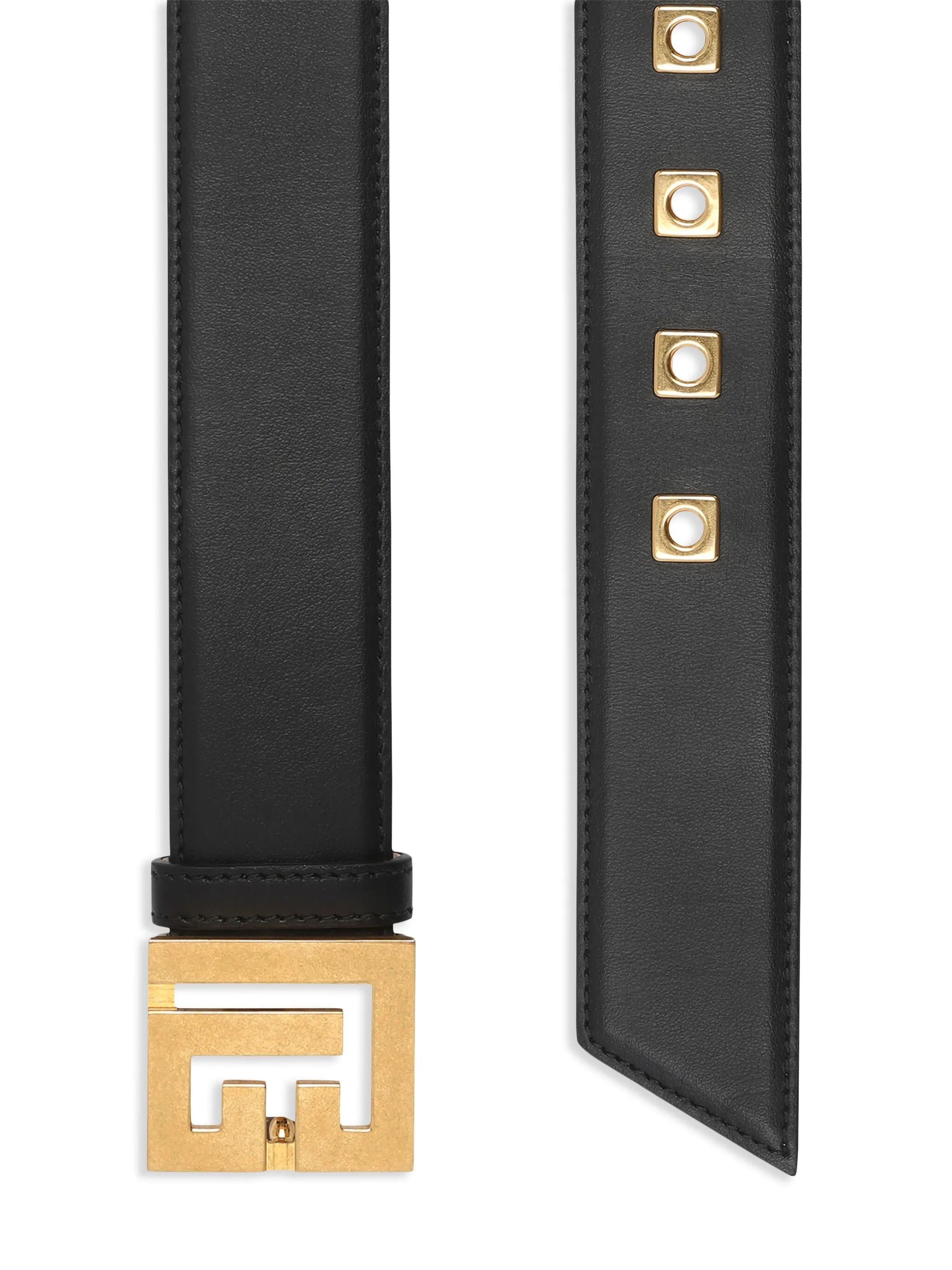 logo-plaque leather belt