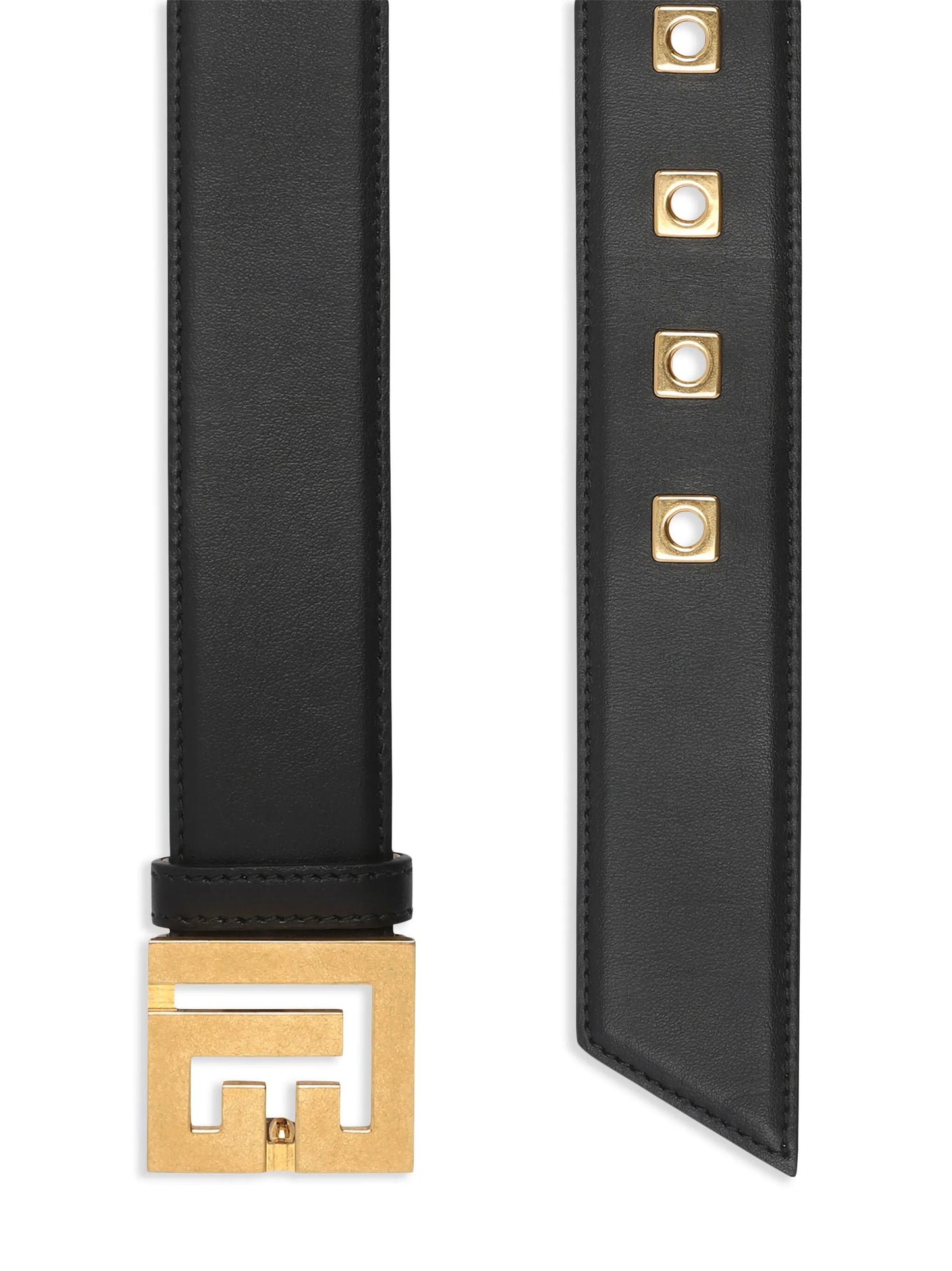 logo-plaque leather belt