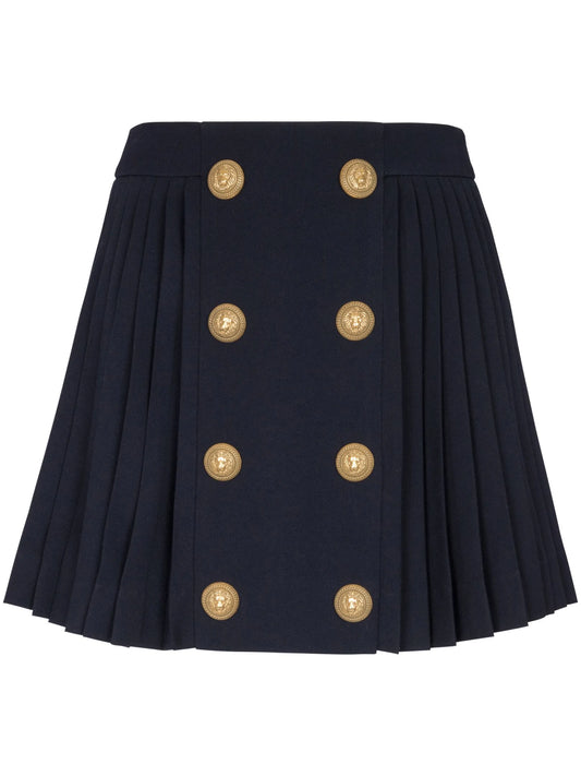 button-detail pleated miniskirt
