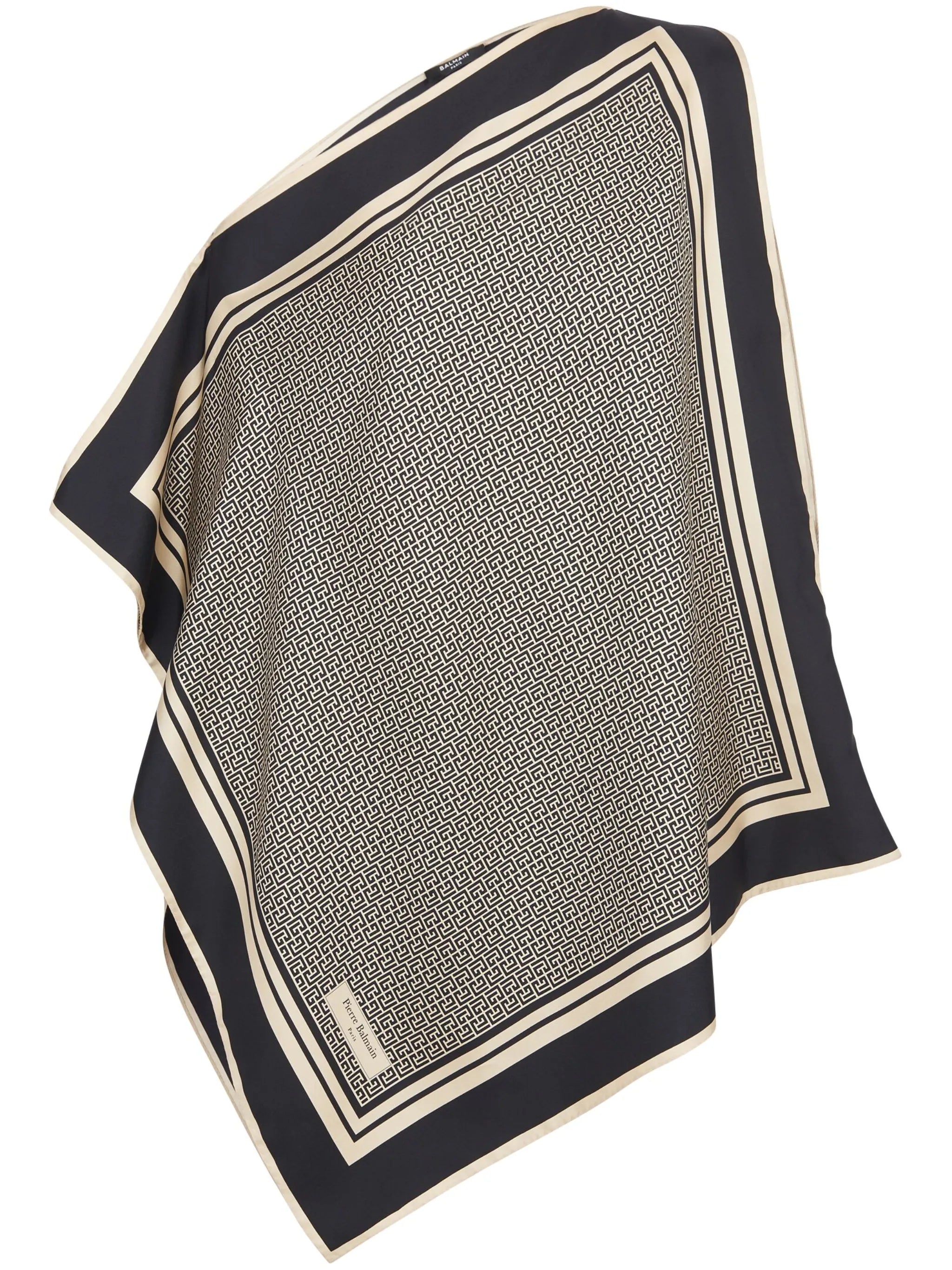 asymmetric monogram silk top