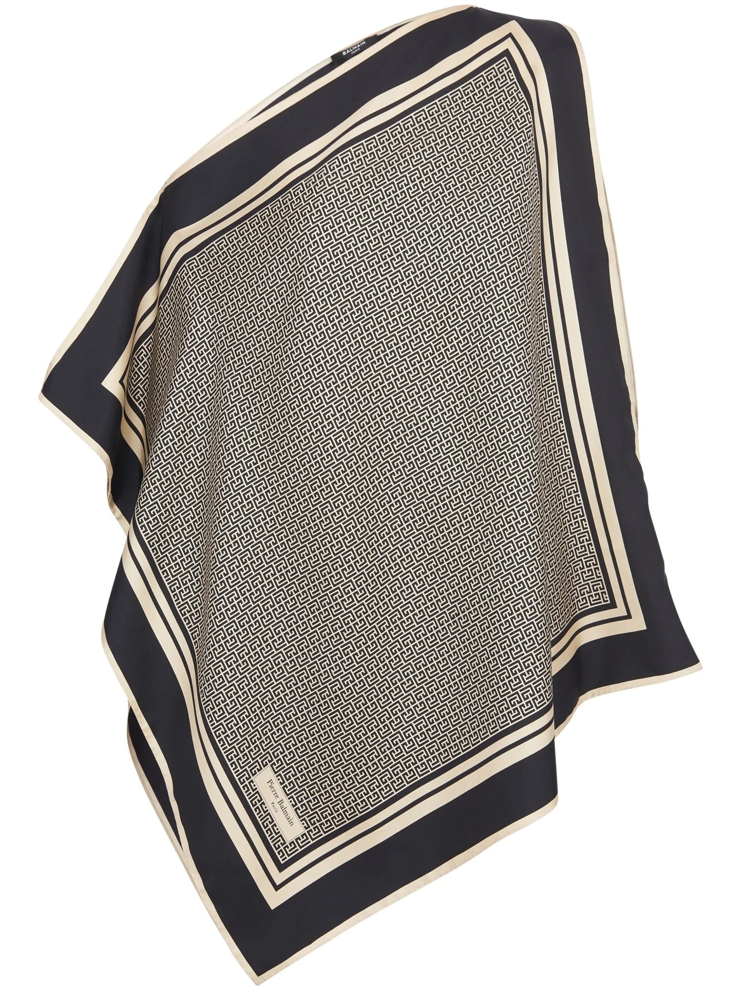 asymmetric monogram silk top