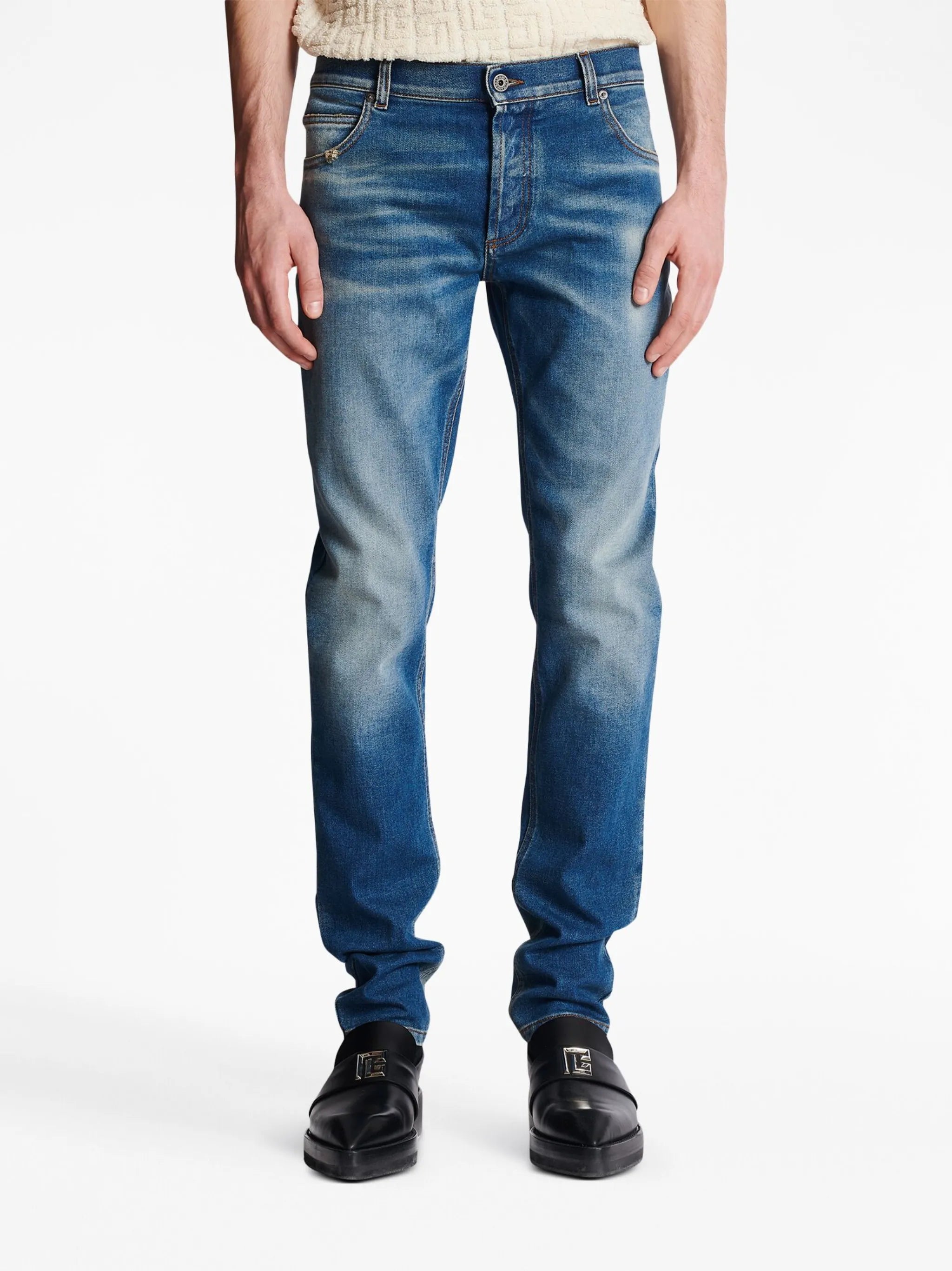 mid-rise slim-fit jeans