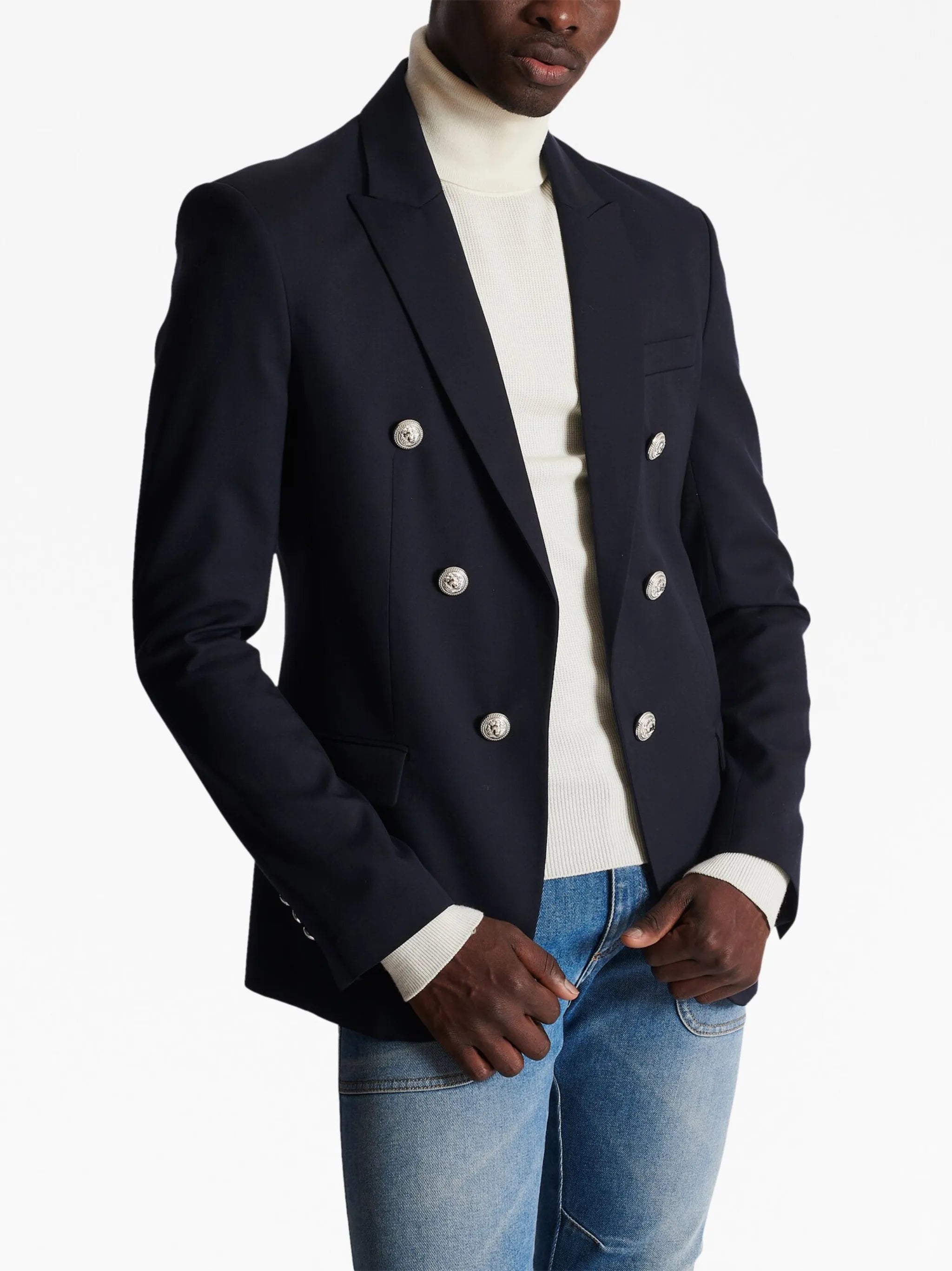 button-detailed wool blazer