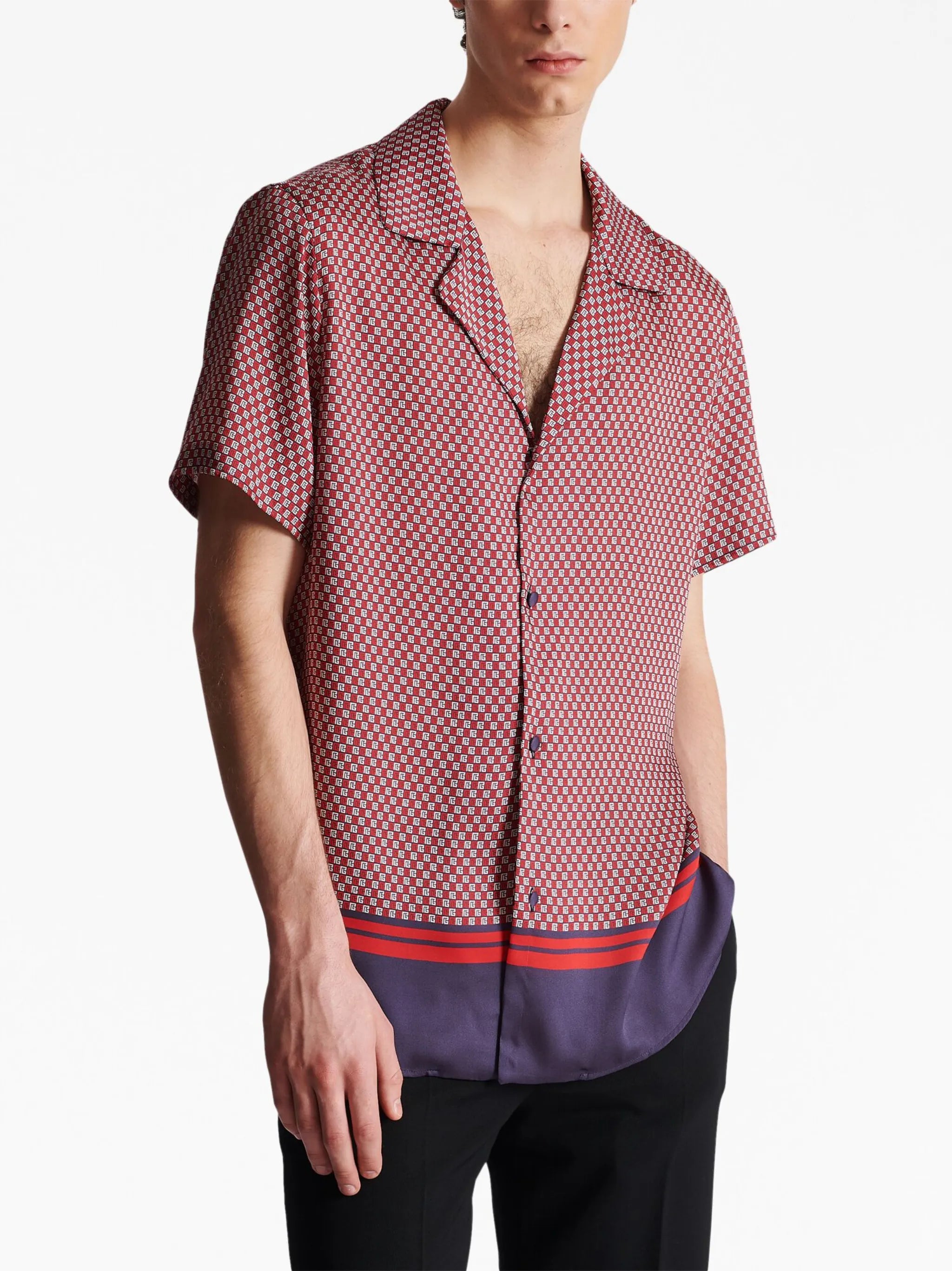 monogram-print short-sleeve shirt