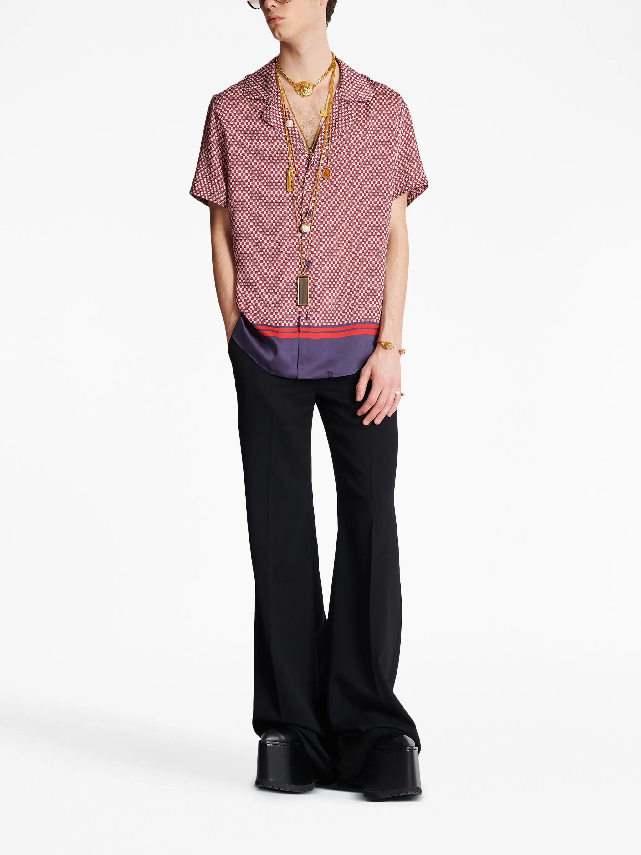 monogram-print short-sleeve shirt