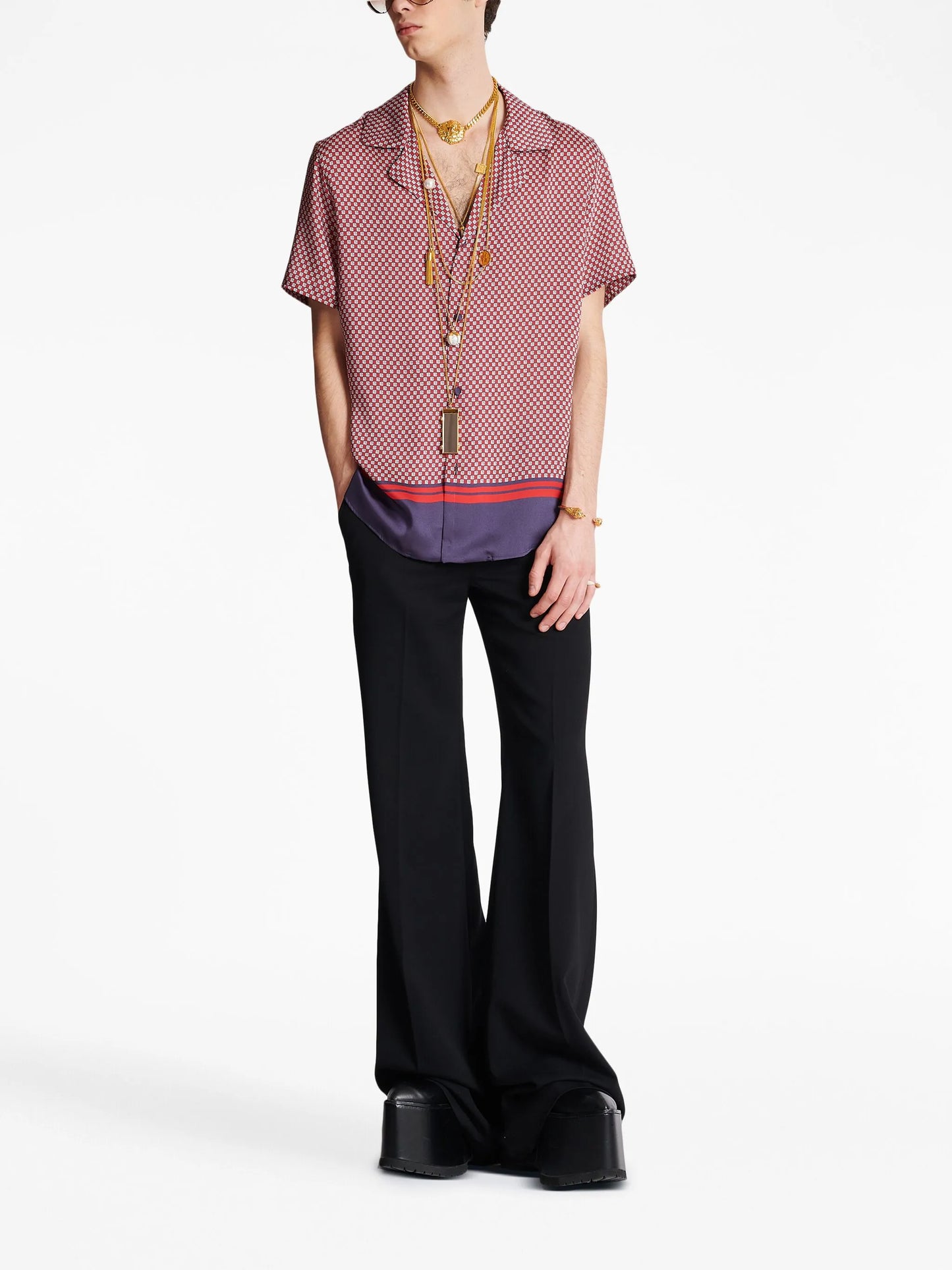 monogram-print short-sleeve shirt