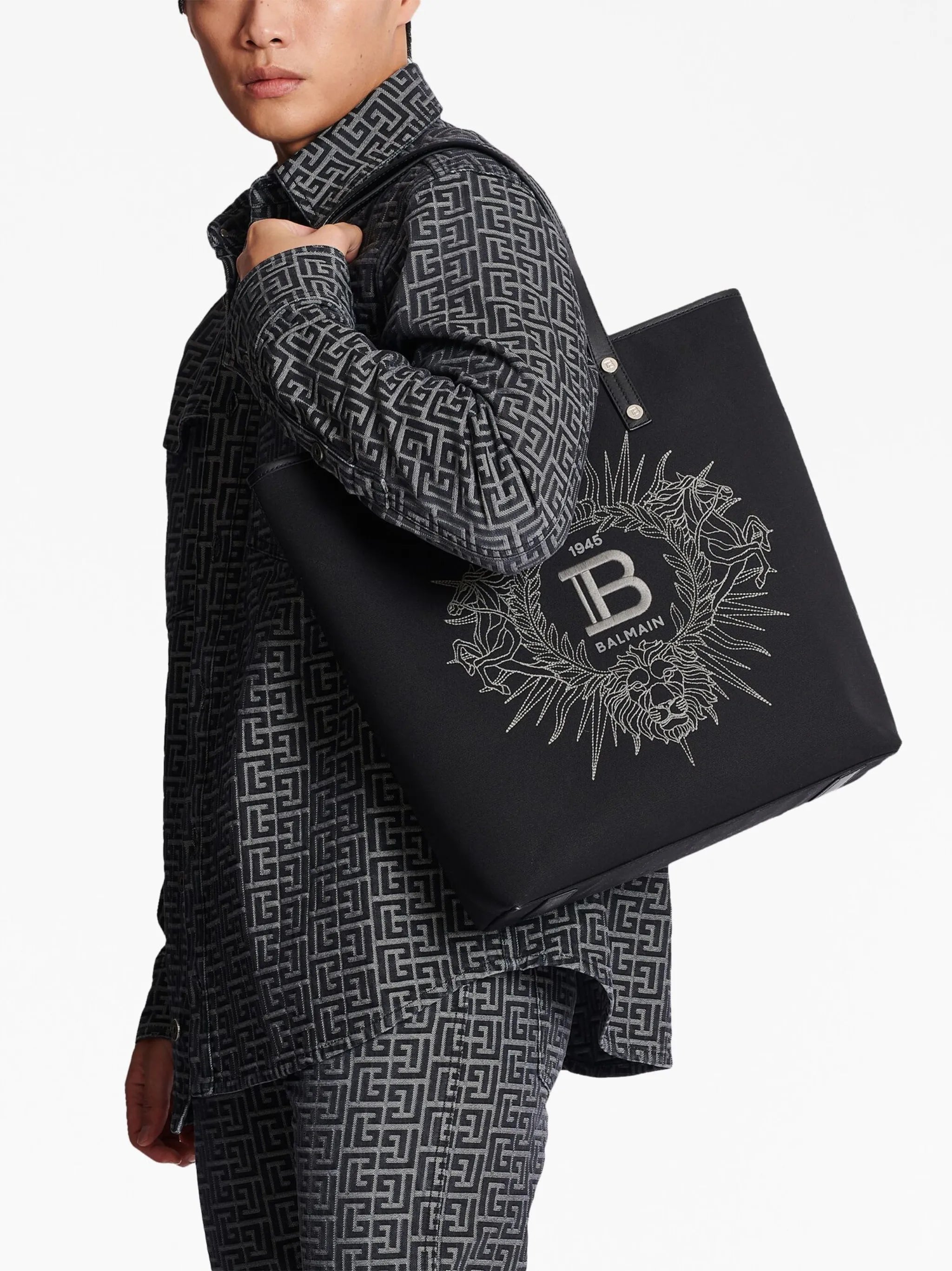 Varsity embroidered-logo tote bag