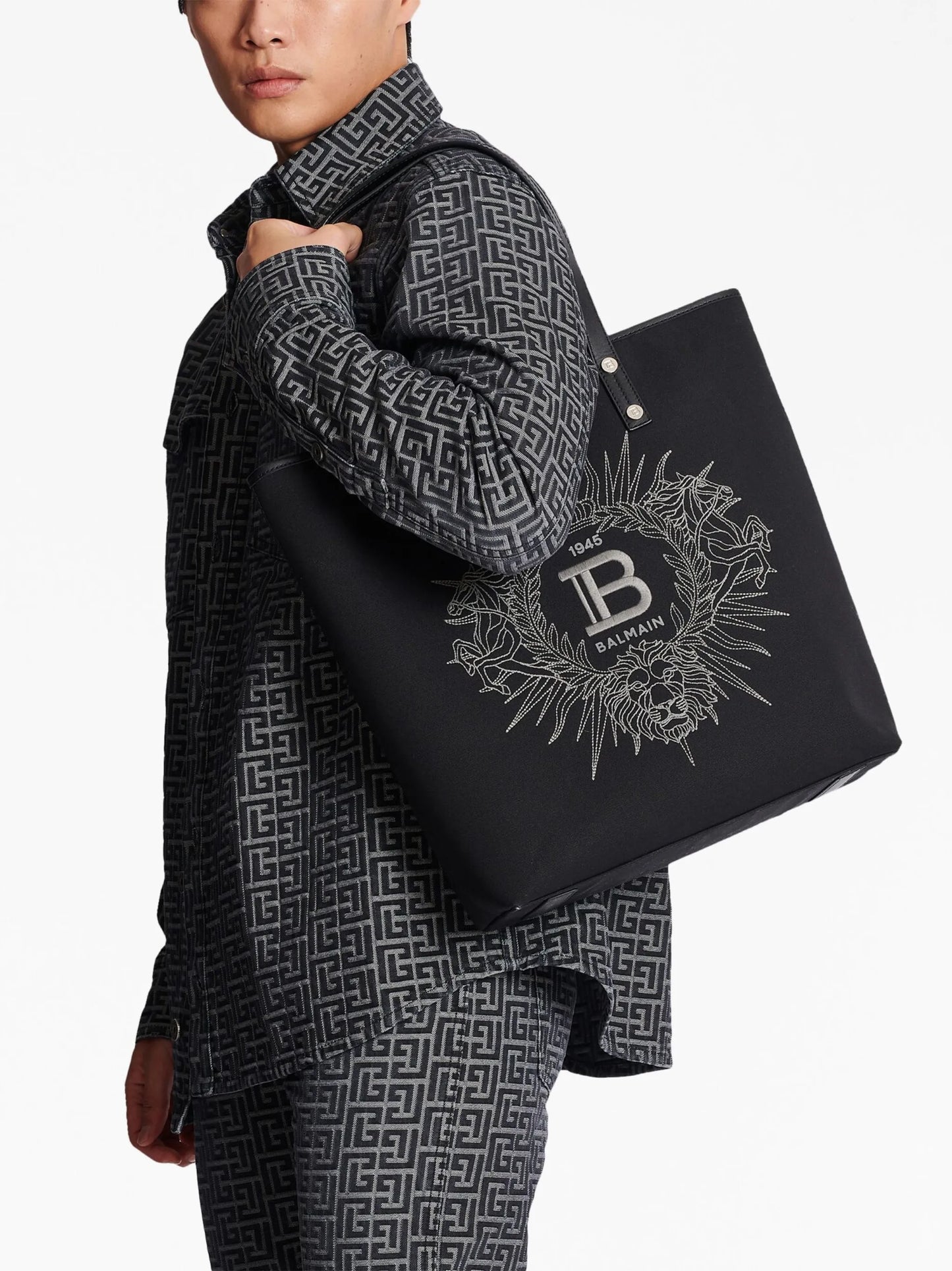 Varsity embroidered-logo tote bag