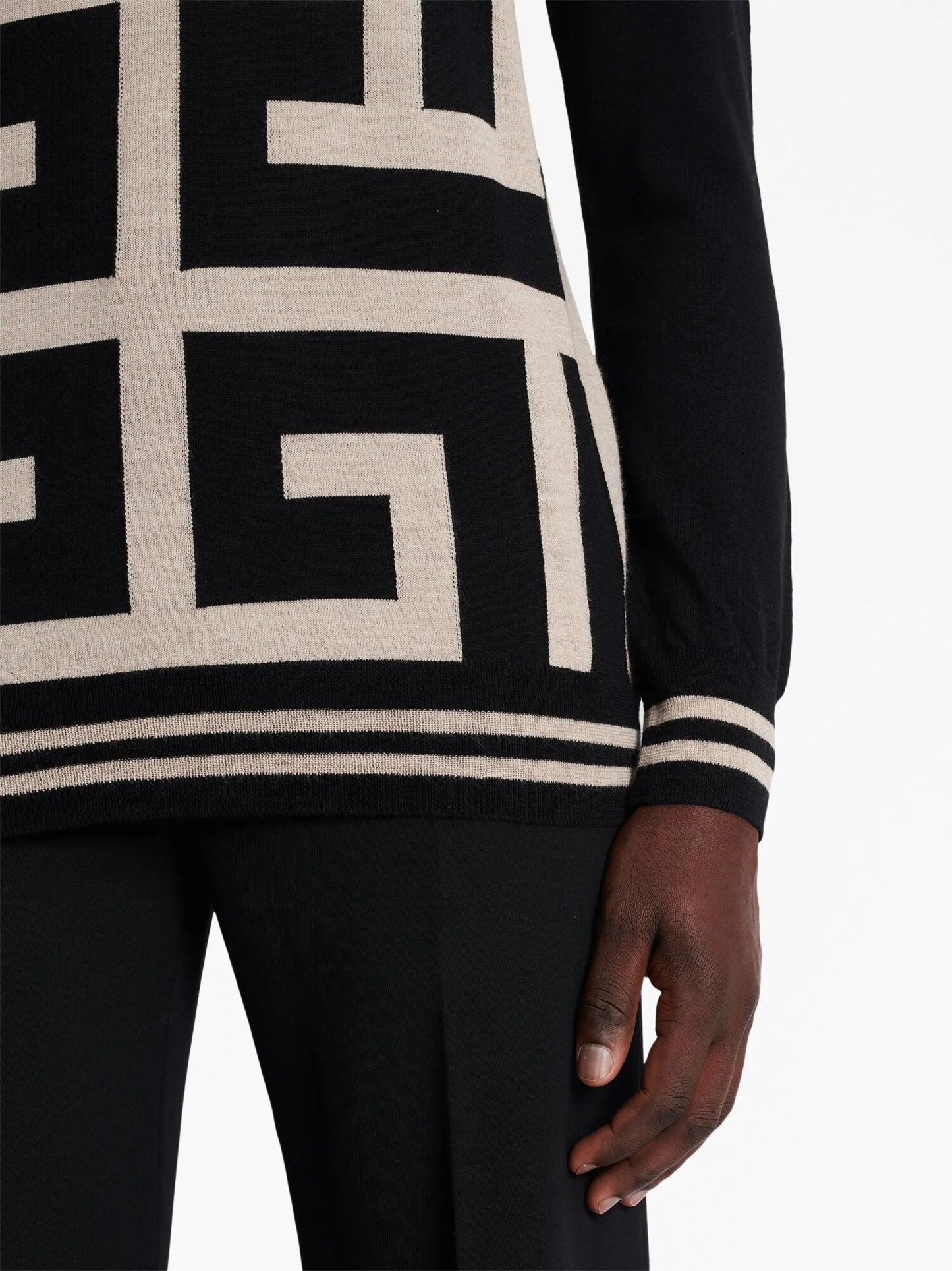 monogram-print merino wool jumper