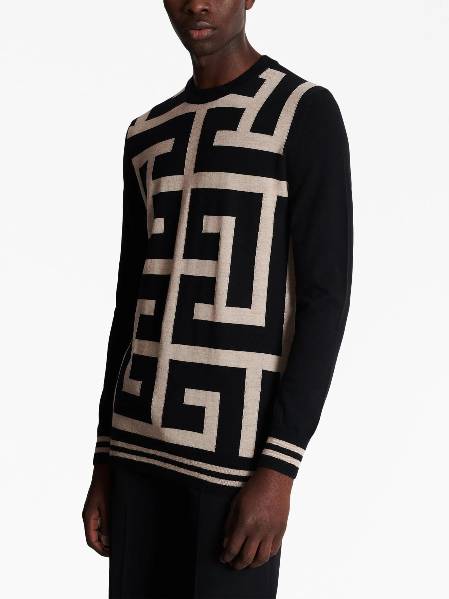 monogram-print merino wool jumper