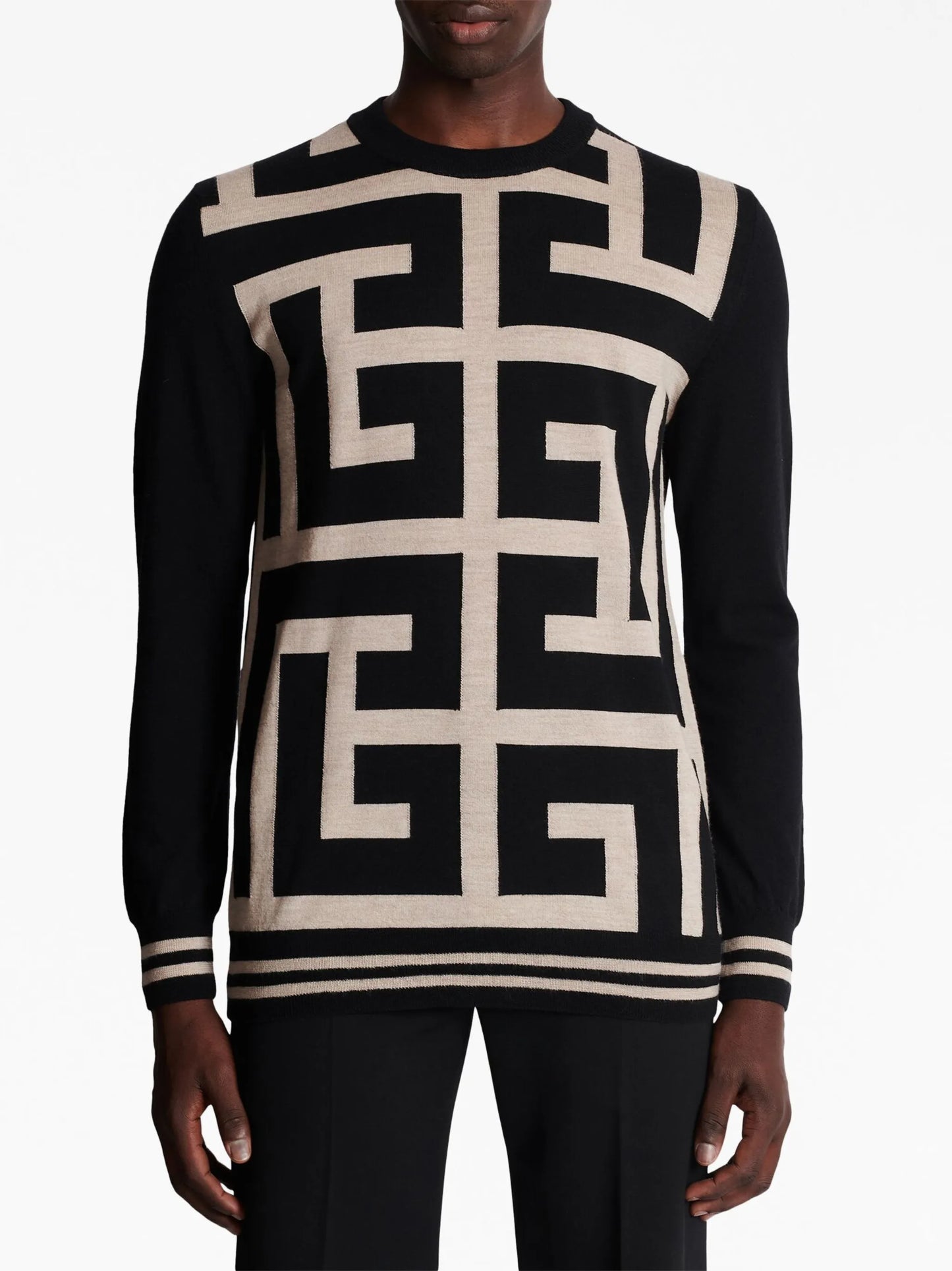 monogram-print merino wool jumper