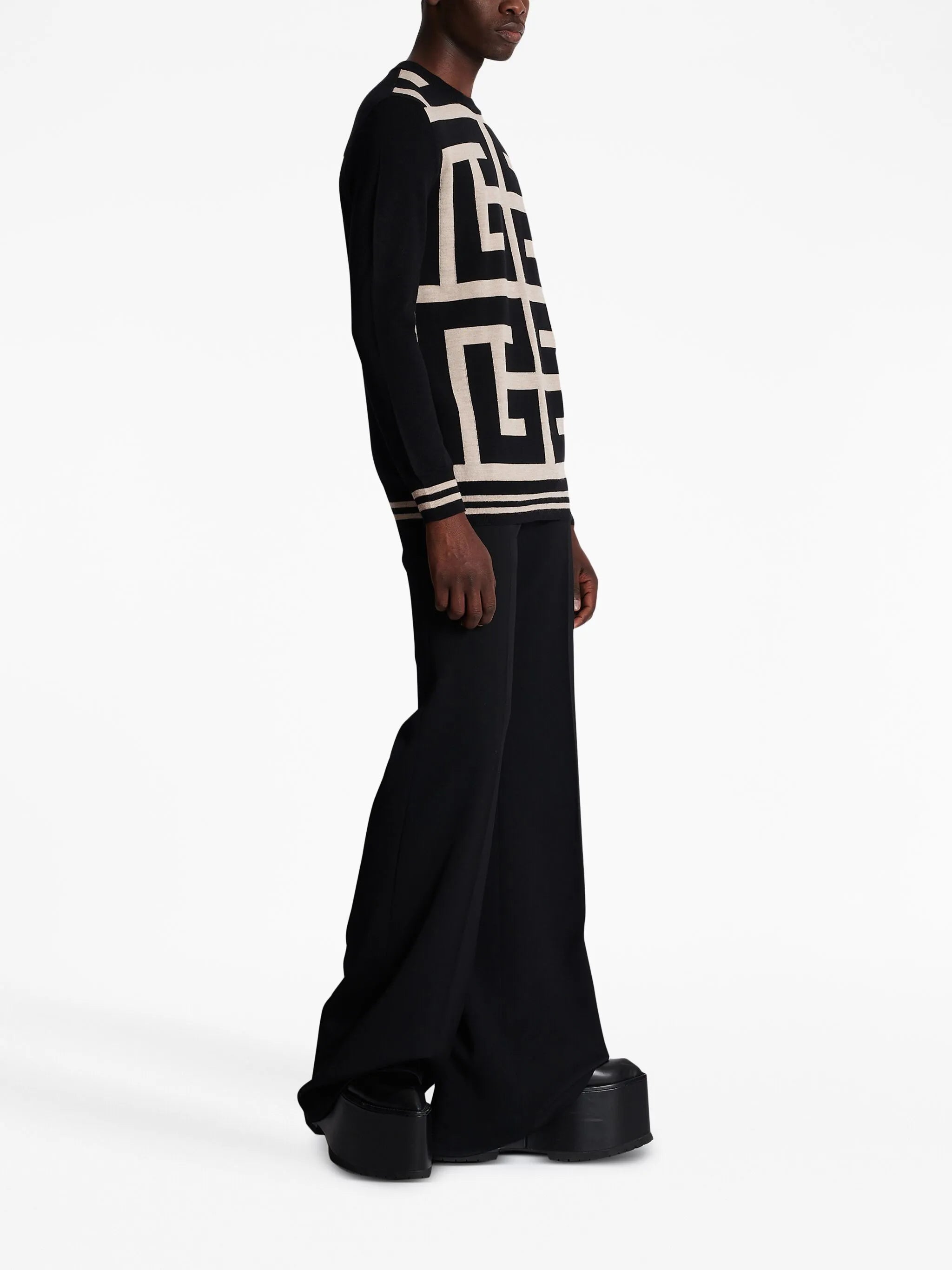 monogram-print merino wool jumper