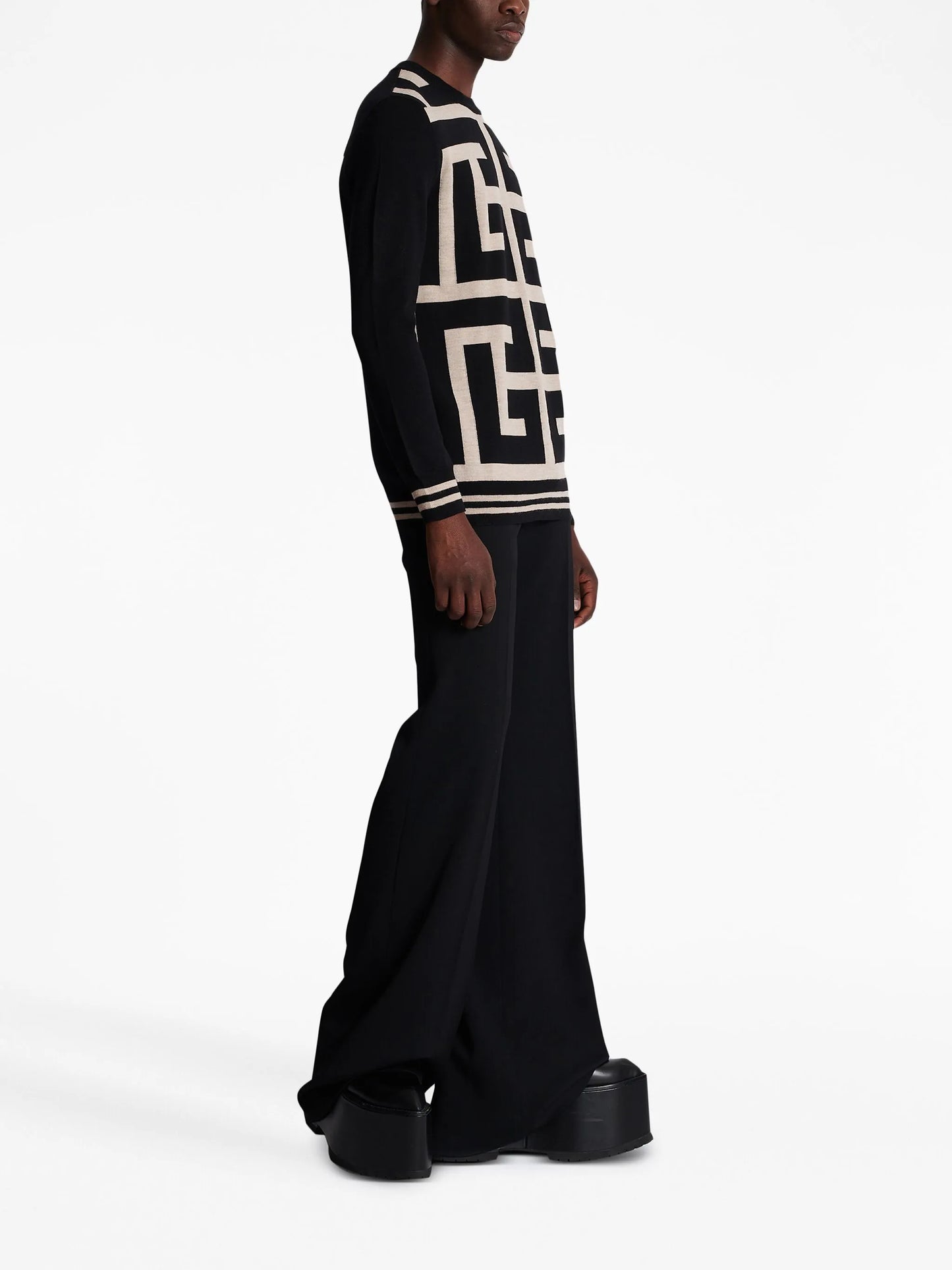monogram-print merino wool jumper