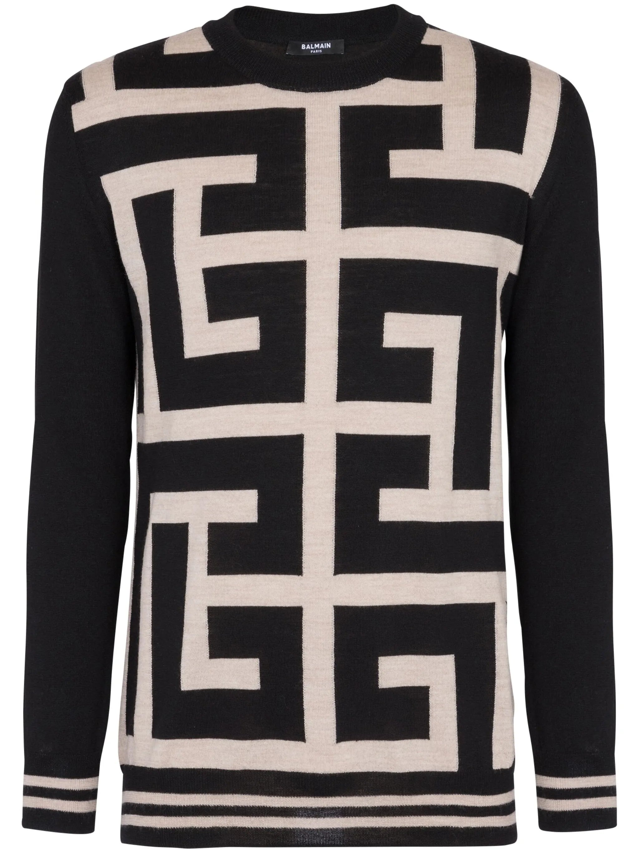 monogram-print merino wool jumper
