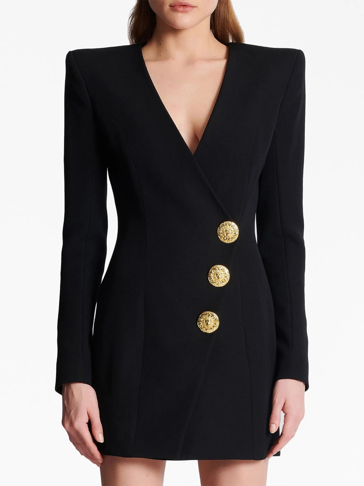 V-neck wool minidress