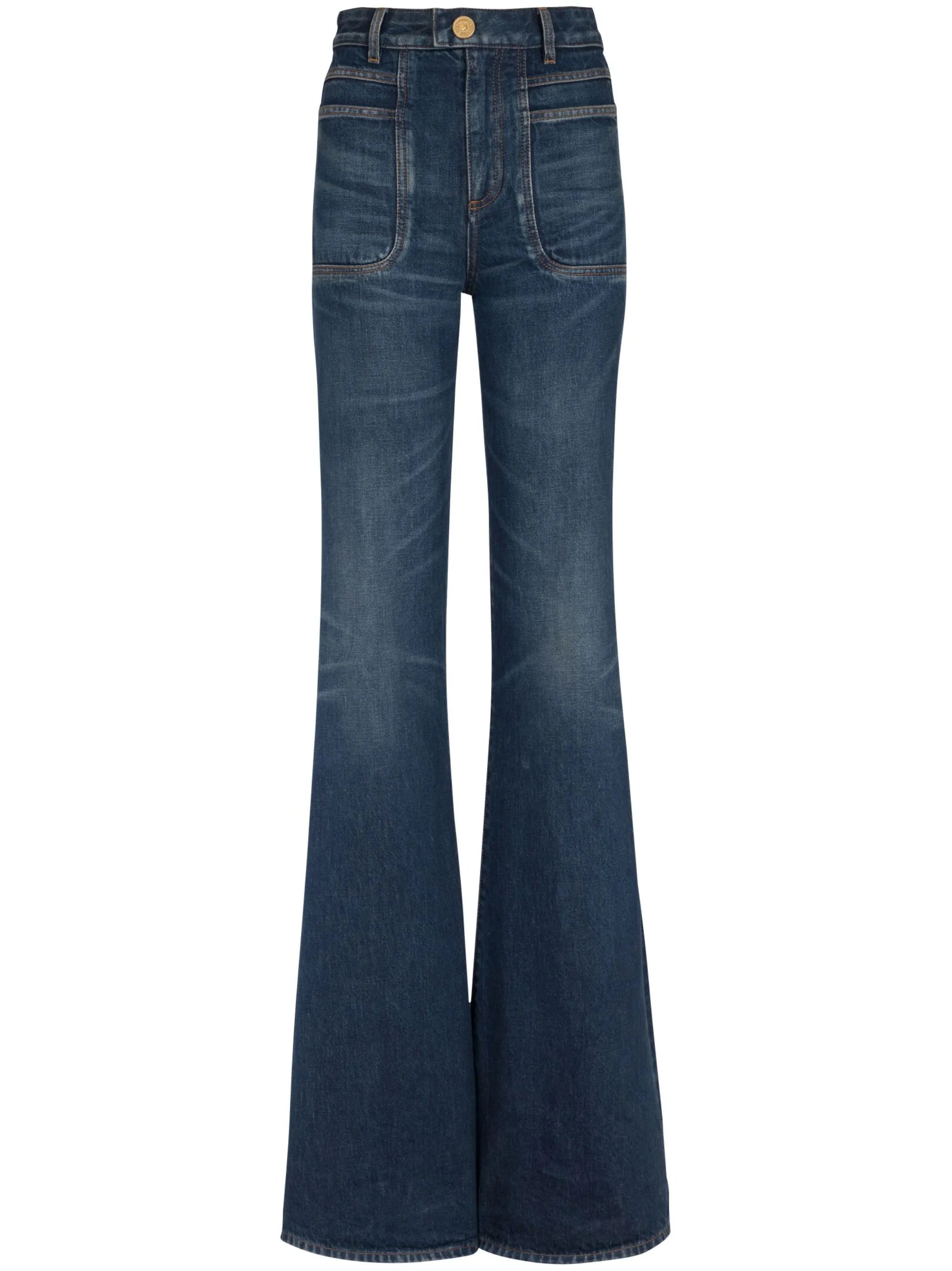 high-waisted flared jeans