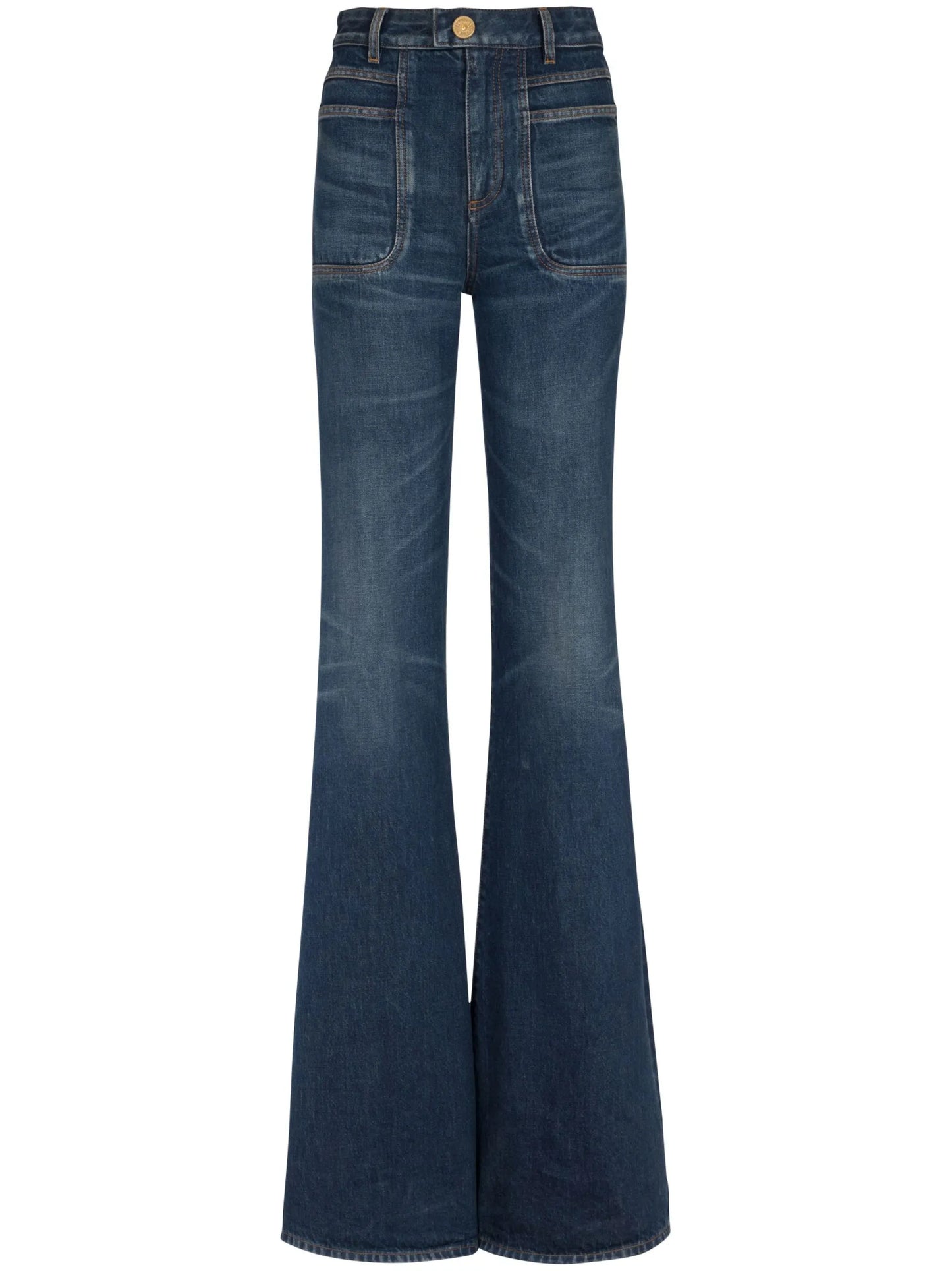 high-waisted flared jeans