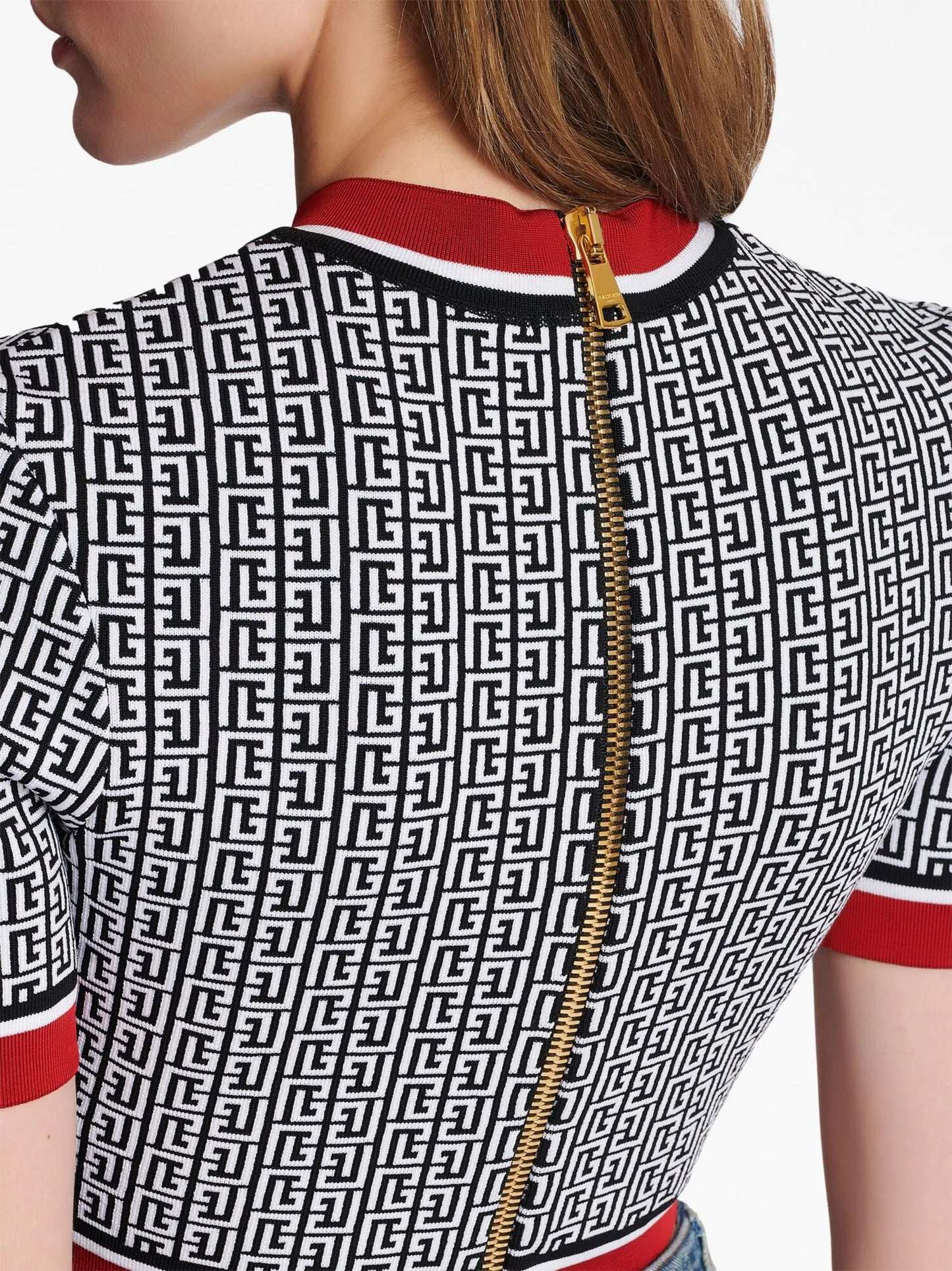monogram-jacquard crop top