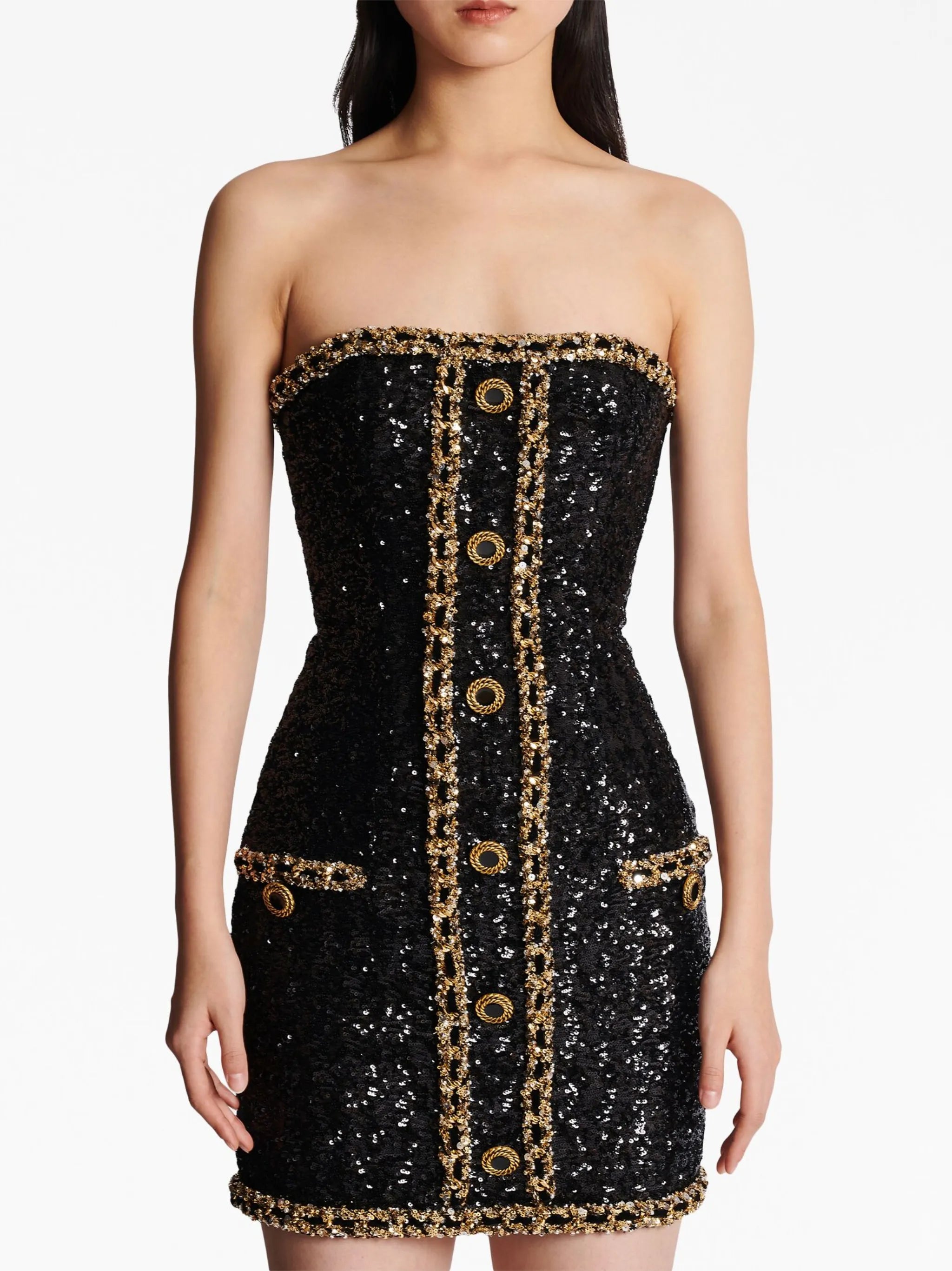 sequin-embellishment bustier minidress